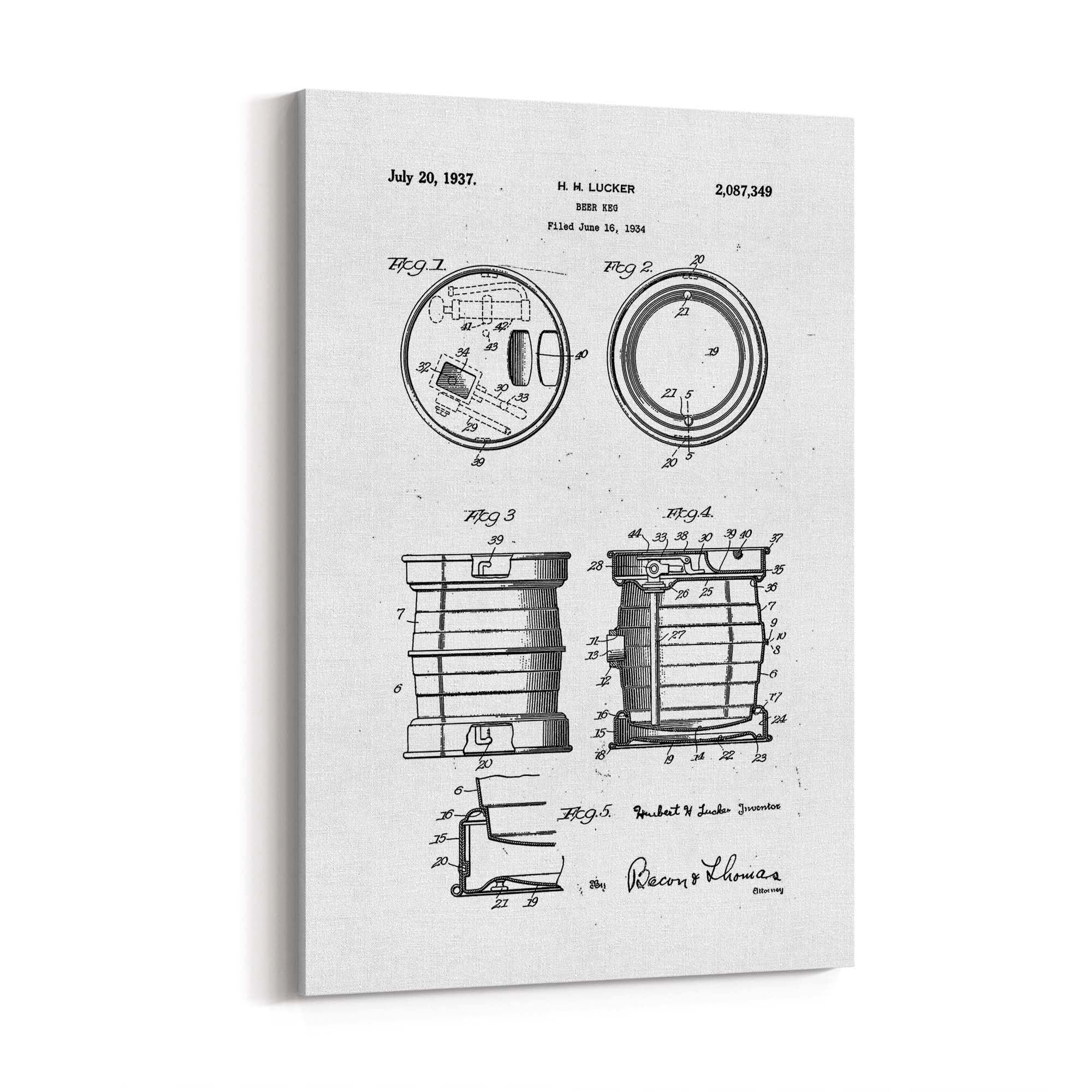 Vintage Beer Keg Patent Man Cave Gift Wall Art #2 - The Affordable Art Company