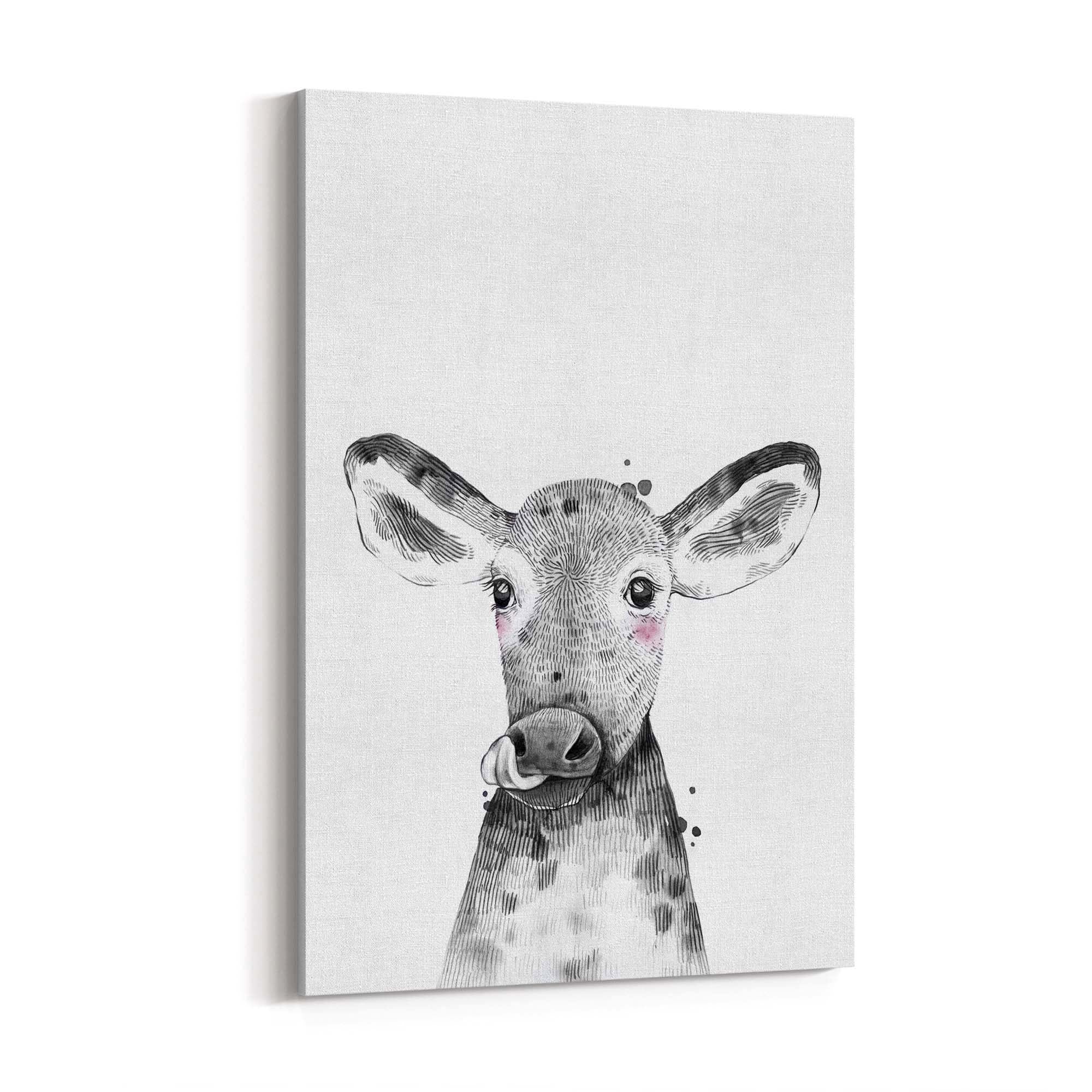 Cute Blushing Baby Cow Nursery Animal Wall Art - The Affordable Art Company