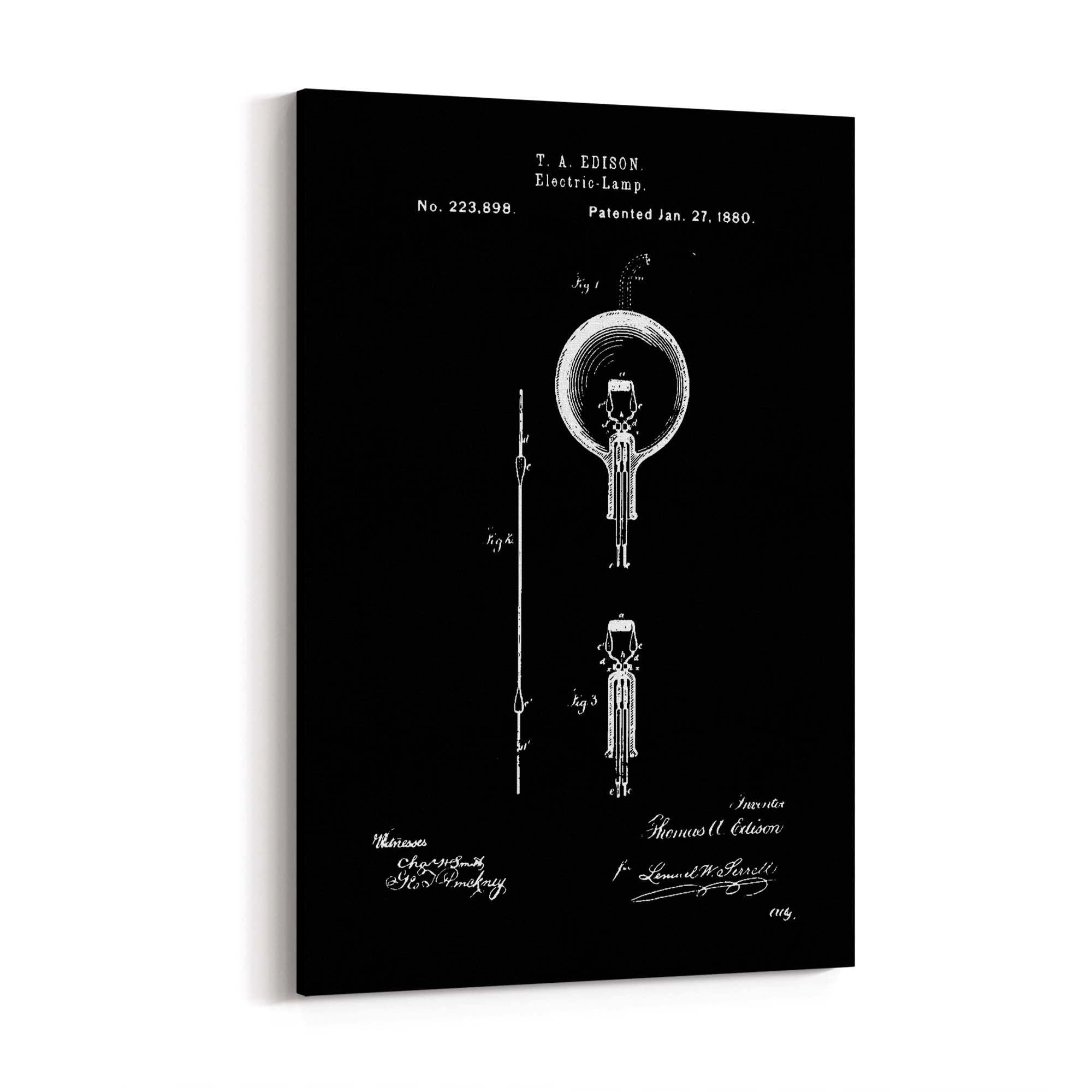 Vintage Edison Light Bulb Patent Wall Art #1 - The Affordable Art Company