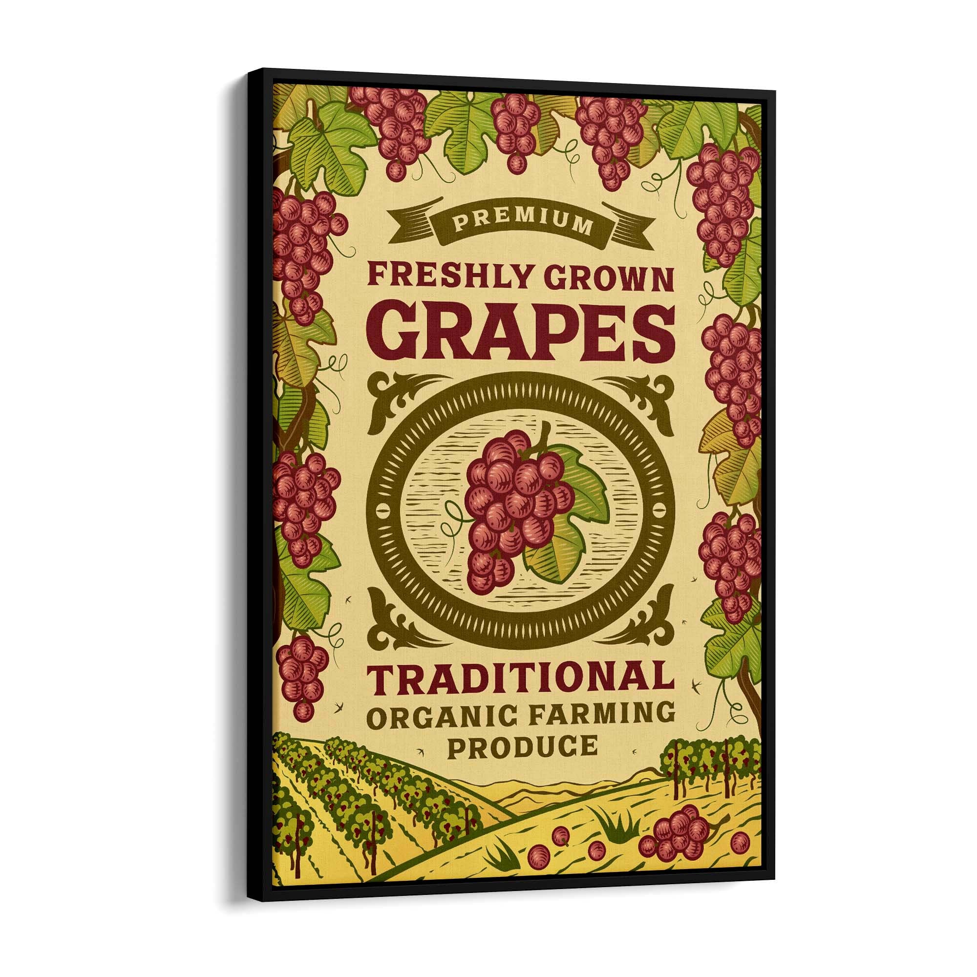 Vintage Farmhouse Advert Grapes Fruit Wall Art - The Affordable Art Company