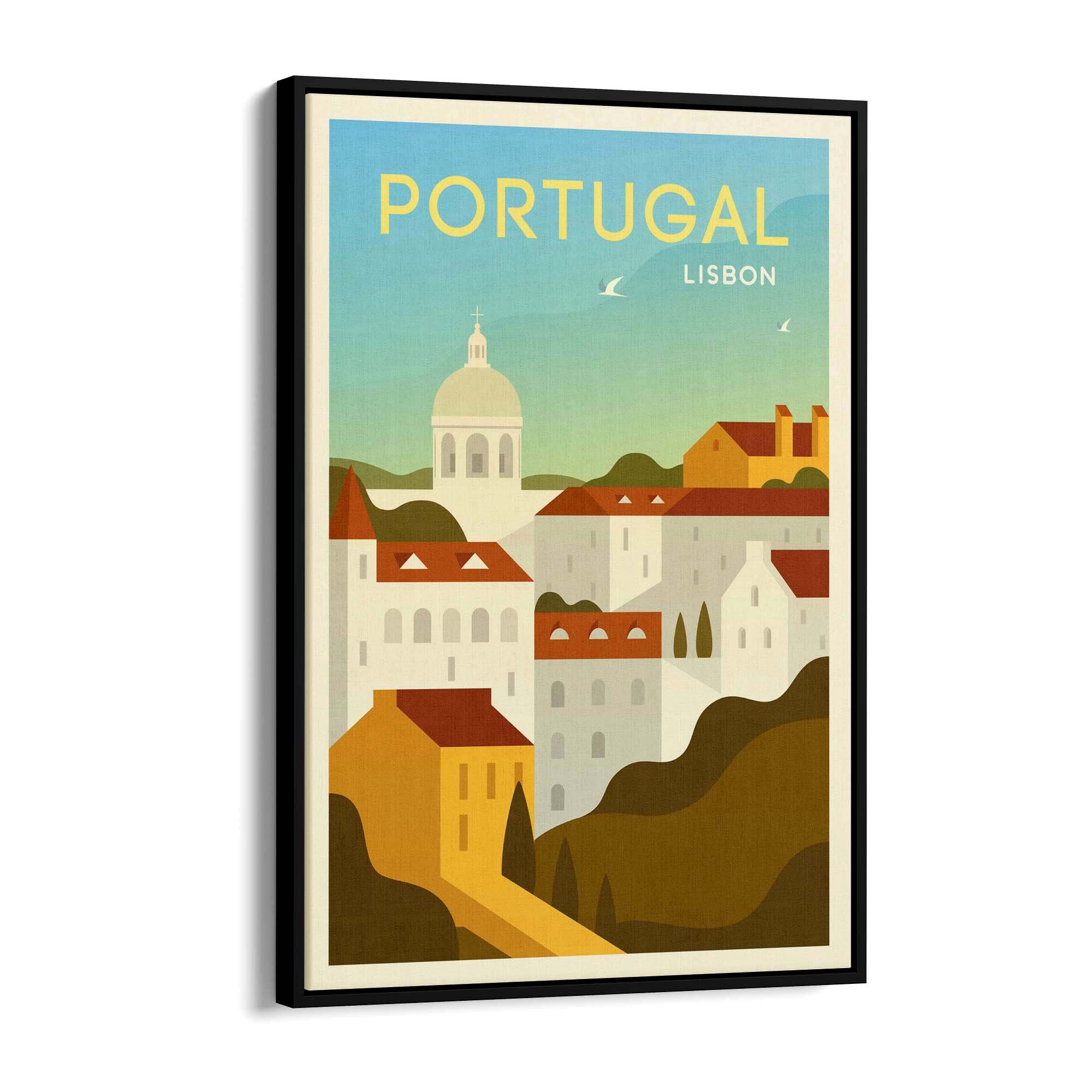 Retro Lisbon Portugal Travel Vintage Wall Art - The Affordable Art Company