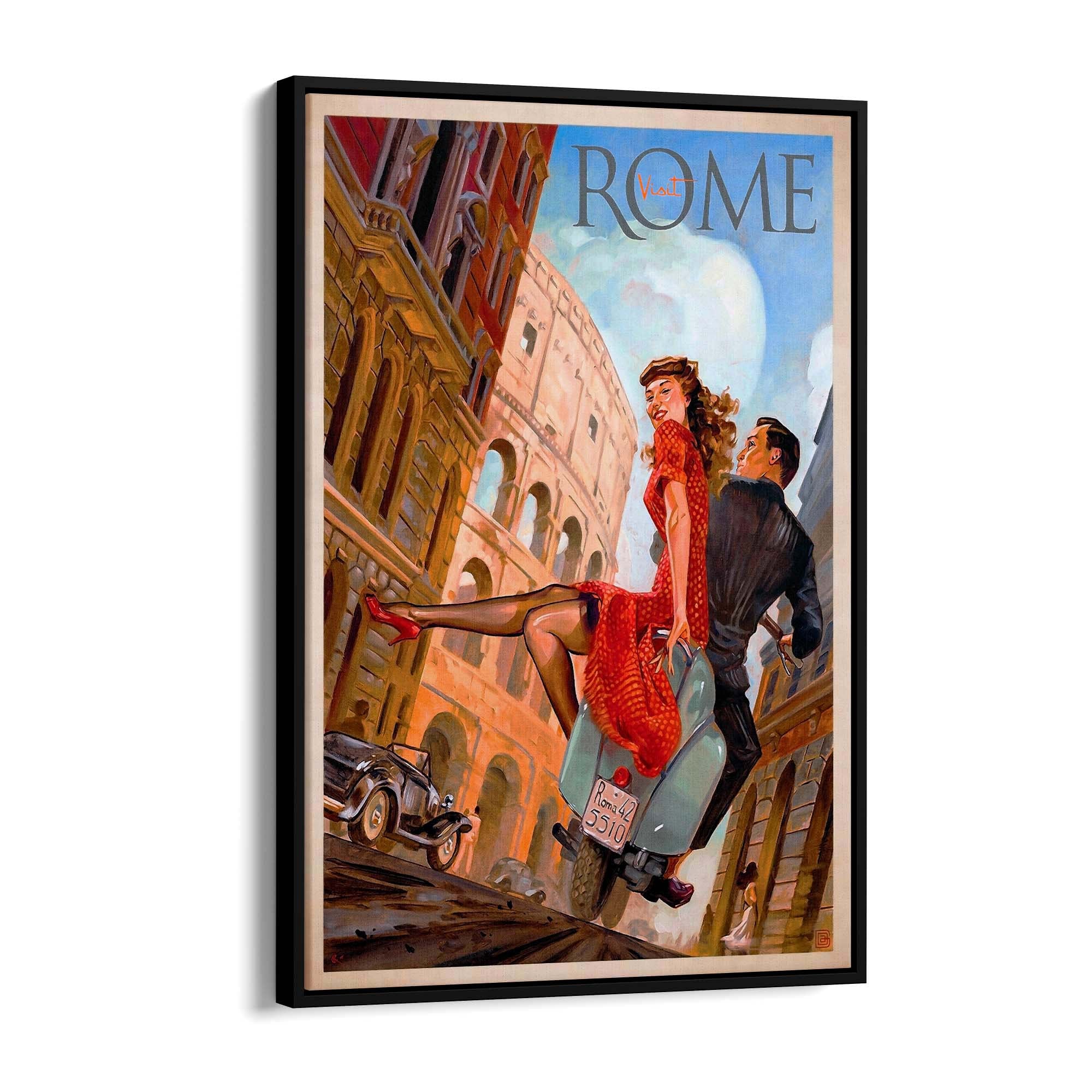 Visit Rome Italy Vintage Italian Romantic Wall Art - The Affordable Art Company