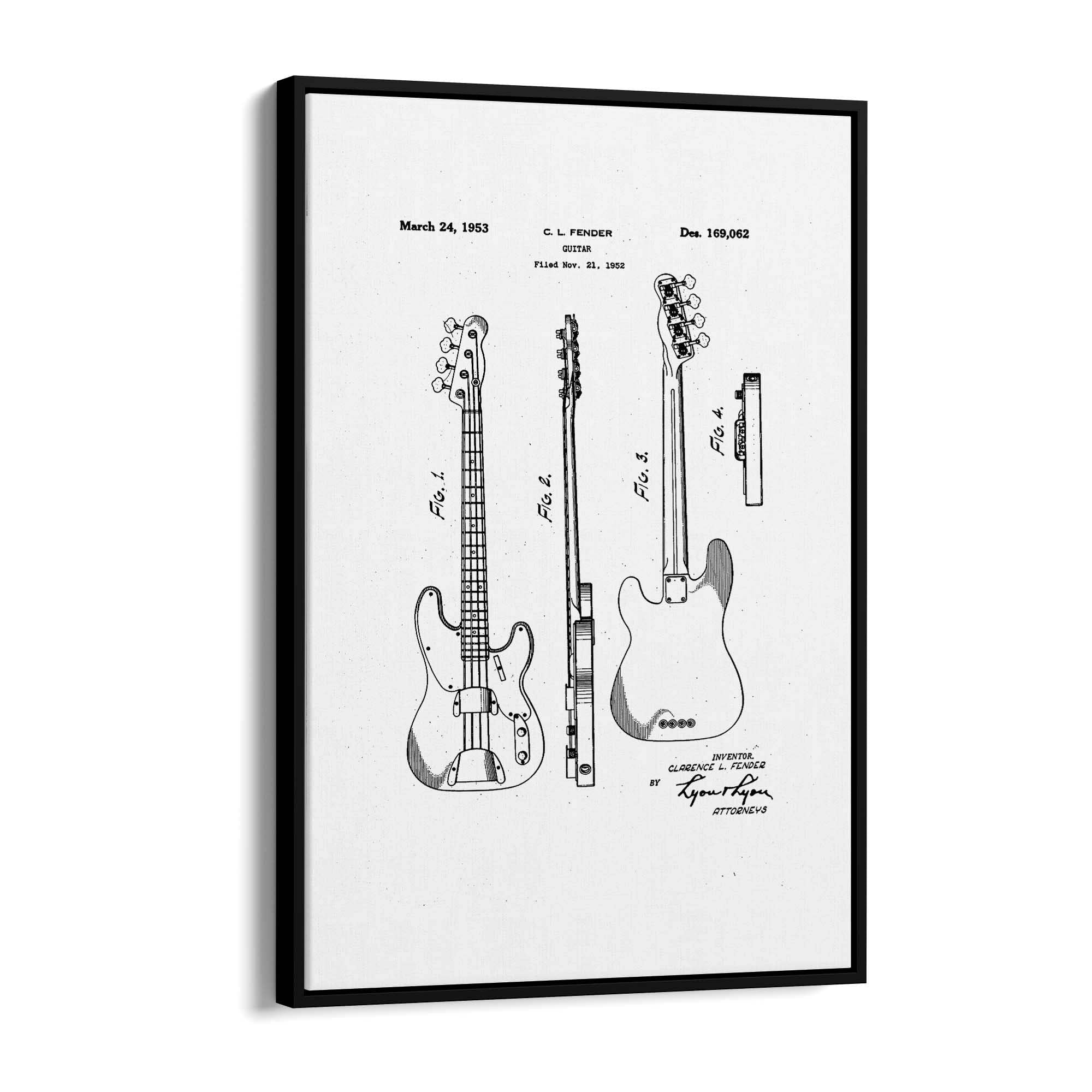 Fender Guitar White Patent Music Gift Wall Art - The Affordable Art Company