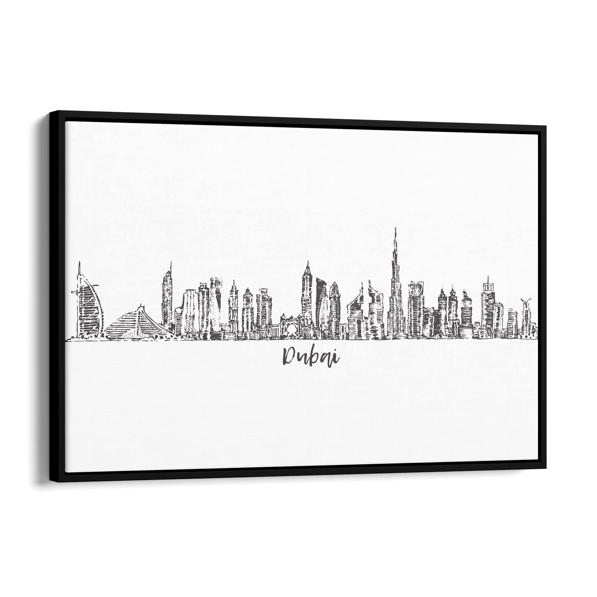 Dubai UAE Cityscape Drawing Minimal Wall Art - The Affordable Art Company