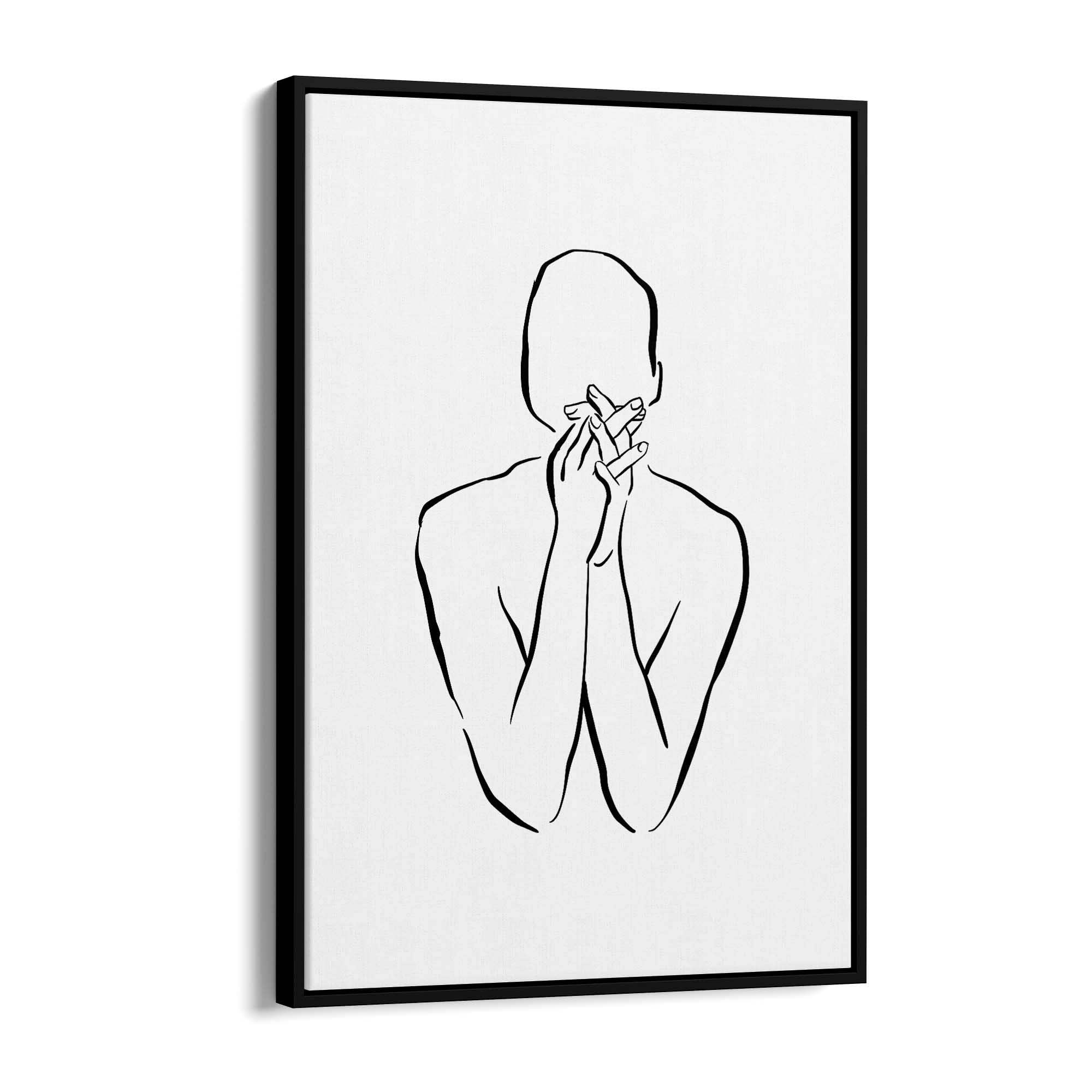 Thinking Nude Female Minimal Line Body Wall Art - The Affordable Art Company