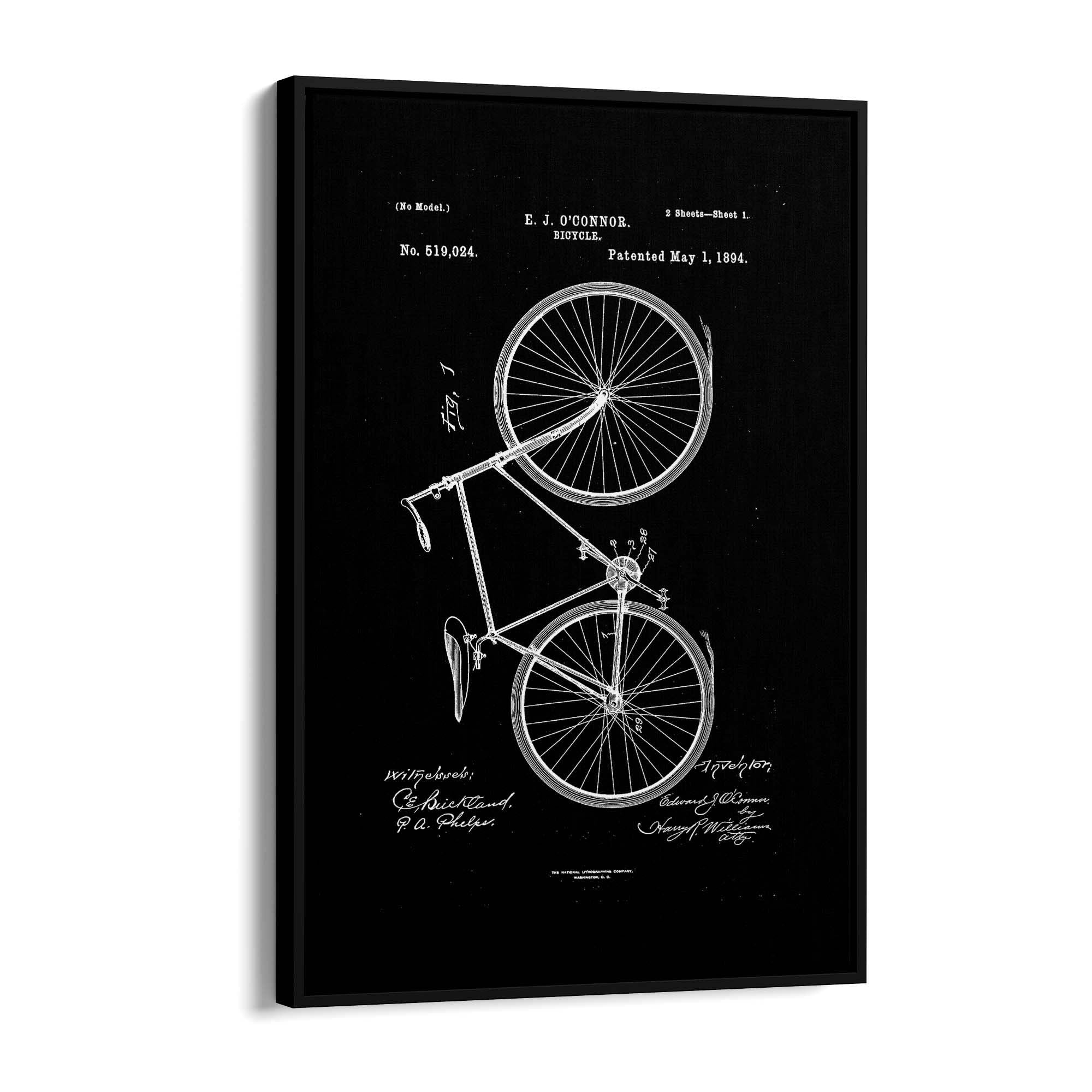 Vintage Bicycle Patent Cycling Cyclist Gift Wall Art #1 - The Affordable Art Company
