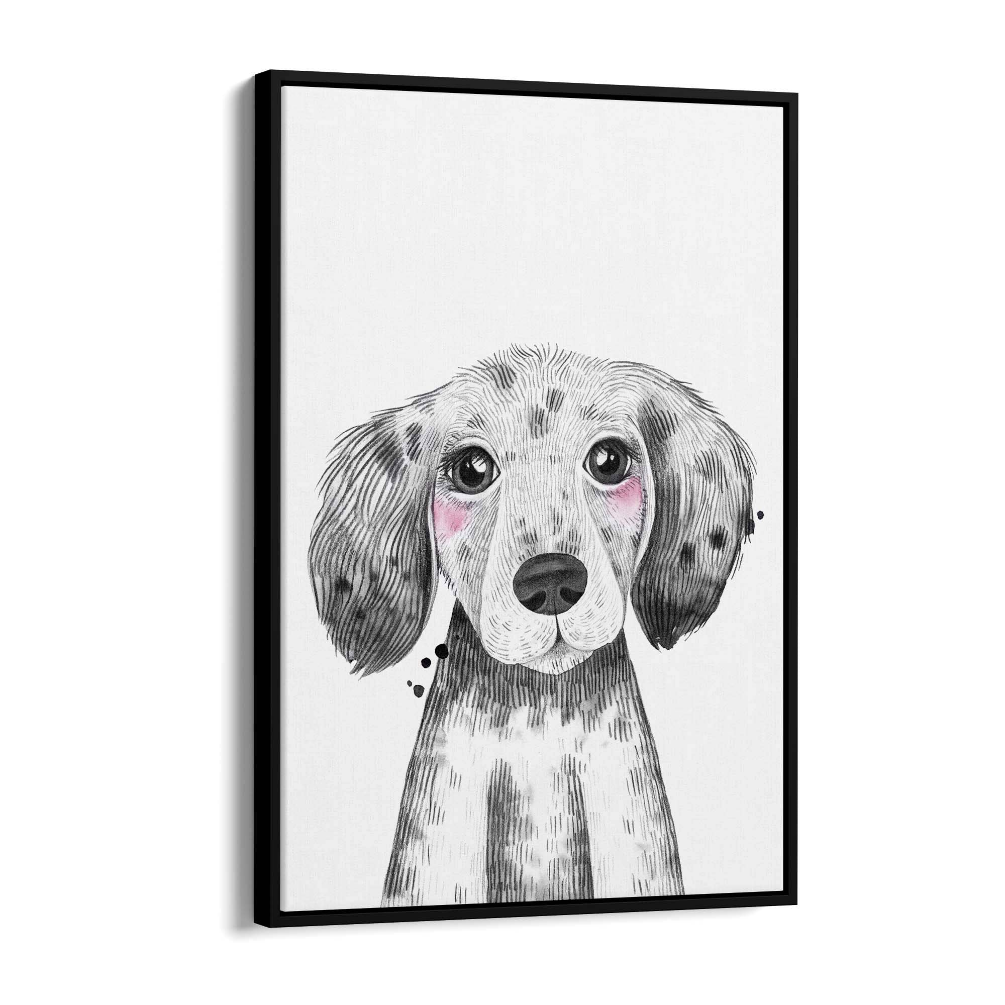 Cute Blushing Baby Puppy Dog Nursery Animal Art - The Affordable Art Company