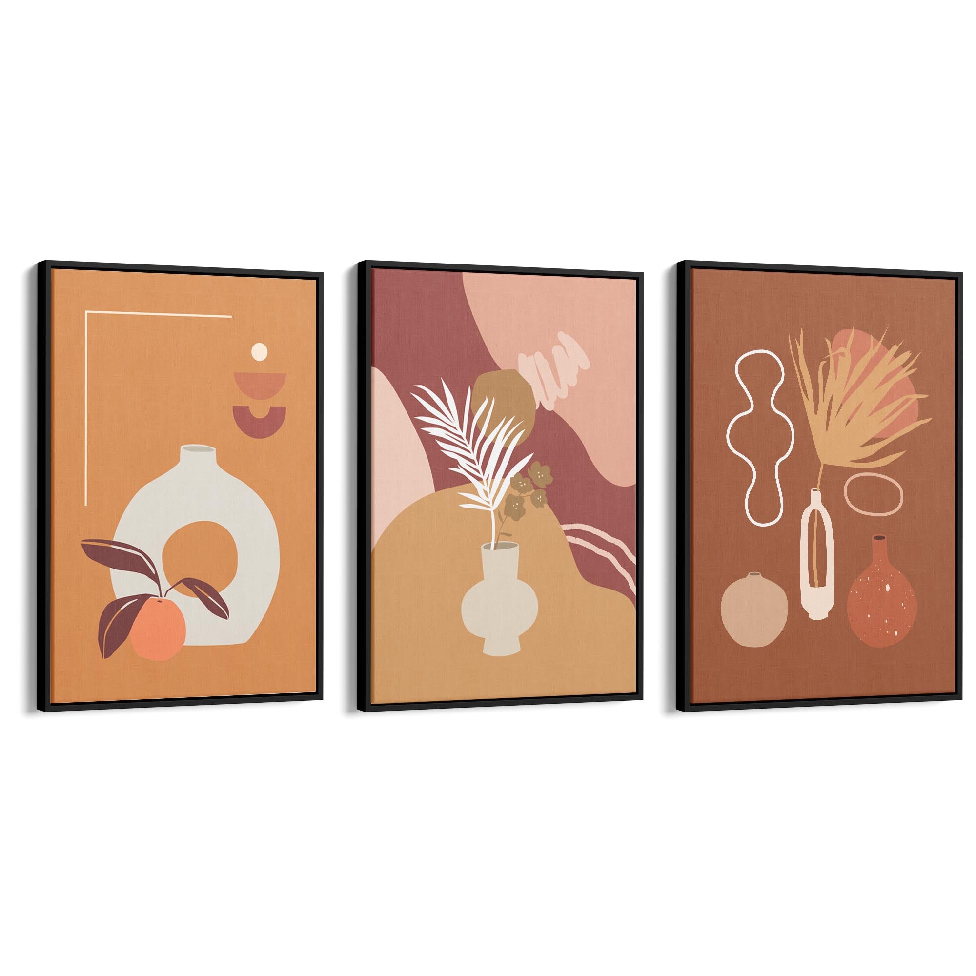 Set of Botanical Abstract Kitchen Hallway Wall Art - The Affordable Art Company