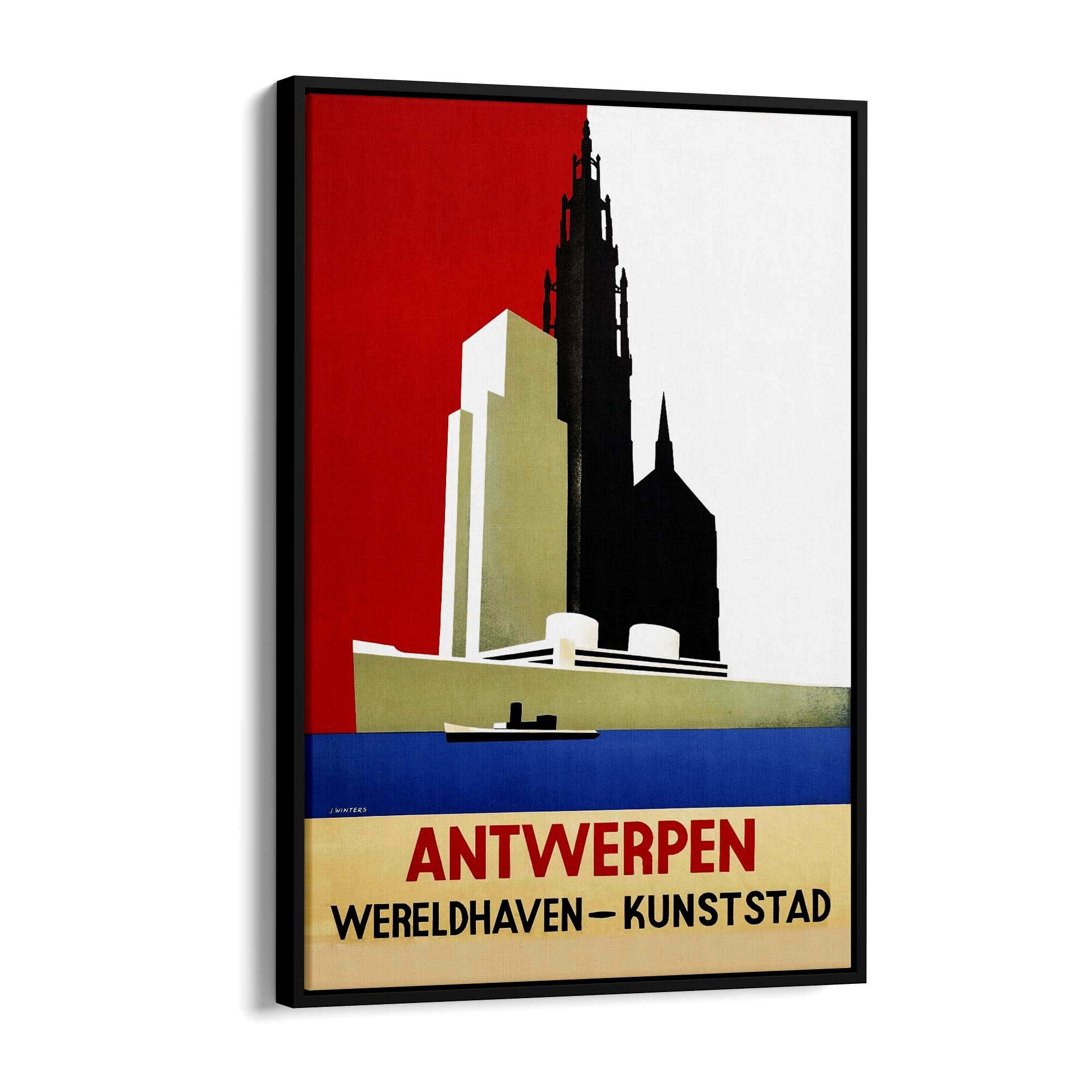 Vintage Travel Advert Antwerp, Belgium Wall Art - The Affordable Art Company