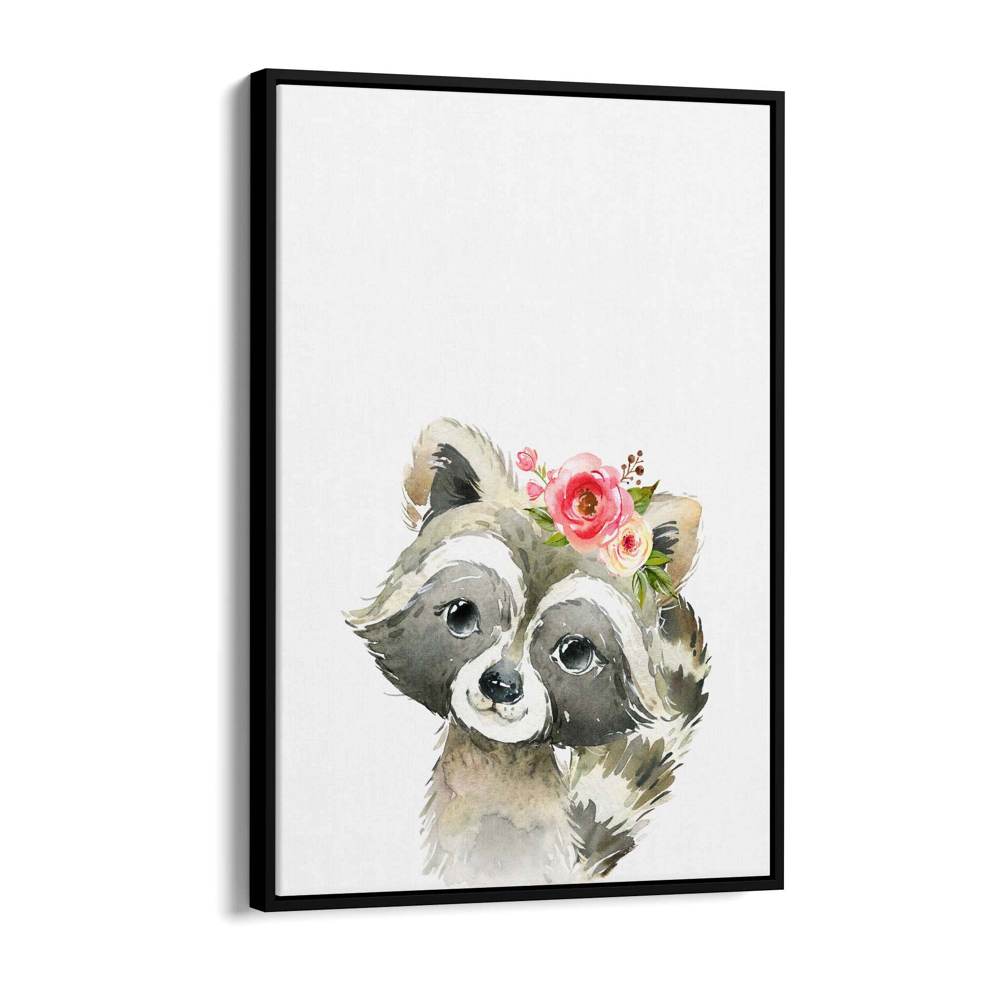 Cute Baby Raccoon Nursery Animal Gift Wall Art - The Affordable Art Company