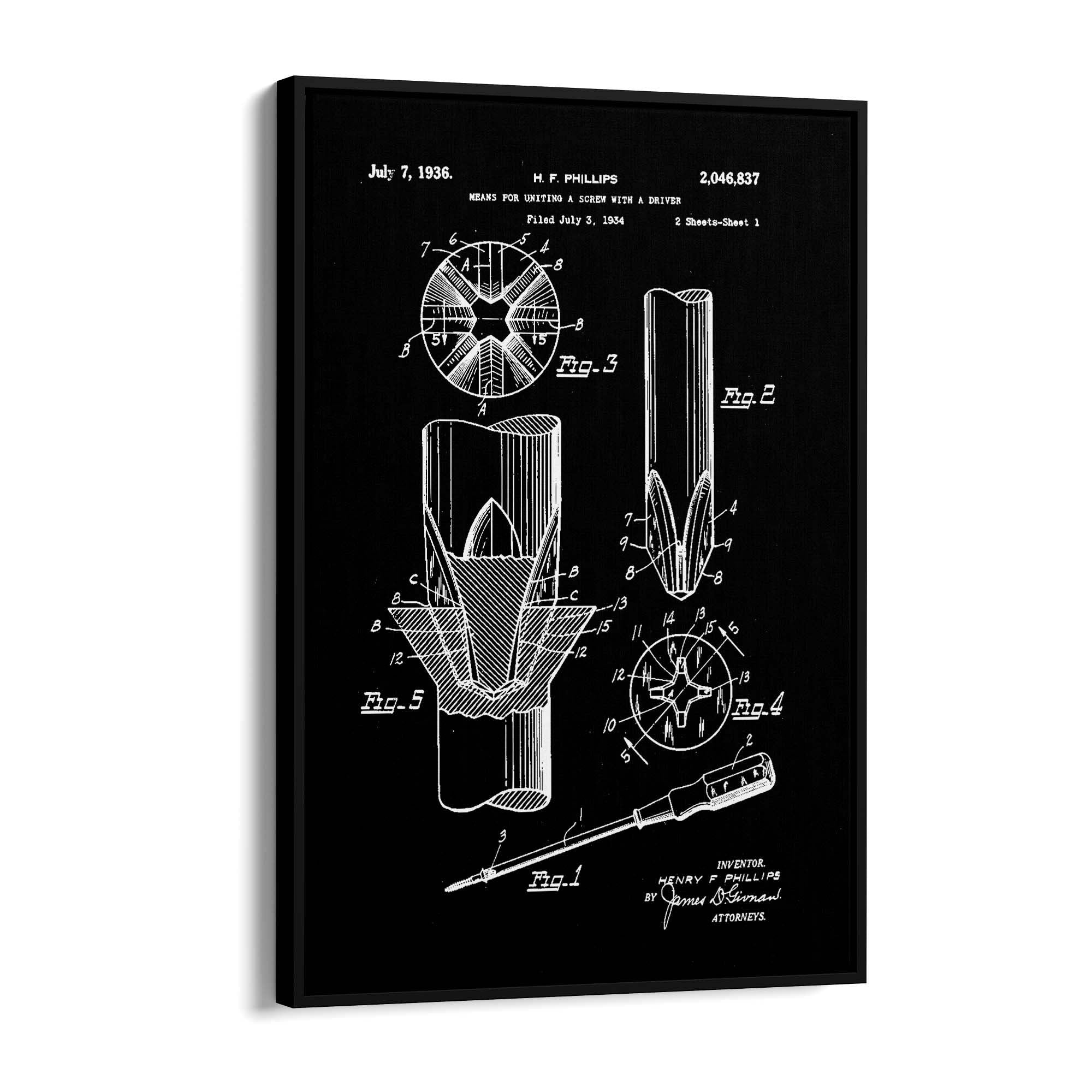 Vintage Phillips Screwdriver Patent Garage Wall Art #1 - The Affordable Art Company