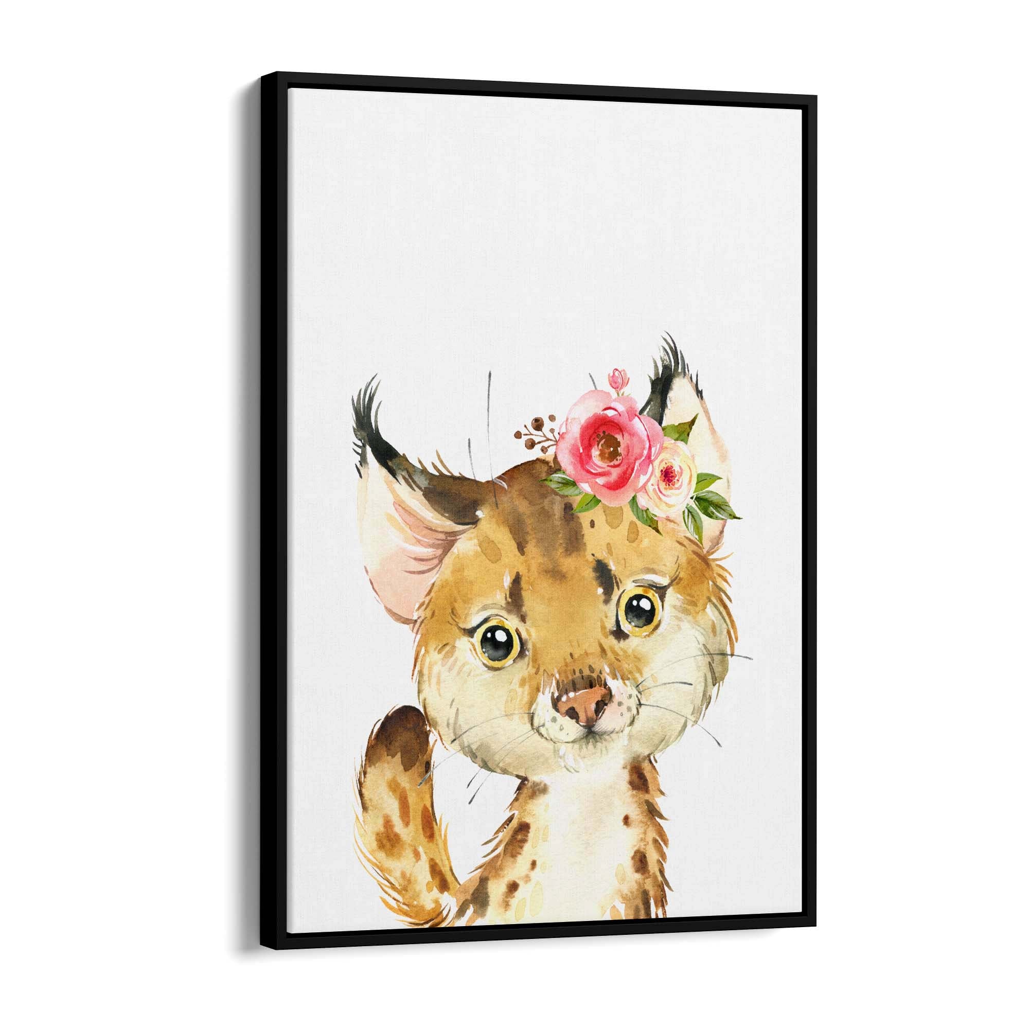 Cute Baby Bobcat Nursery Animal Gift Wall Art - The Affordable Art Company