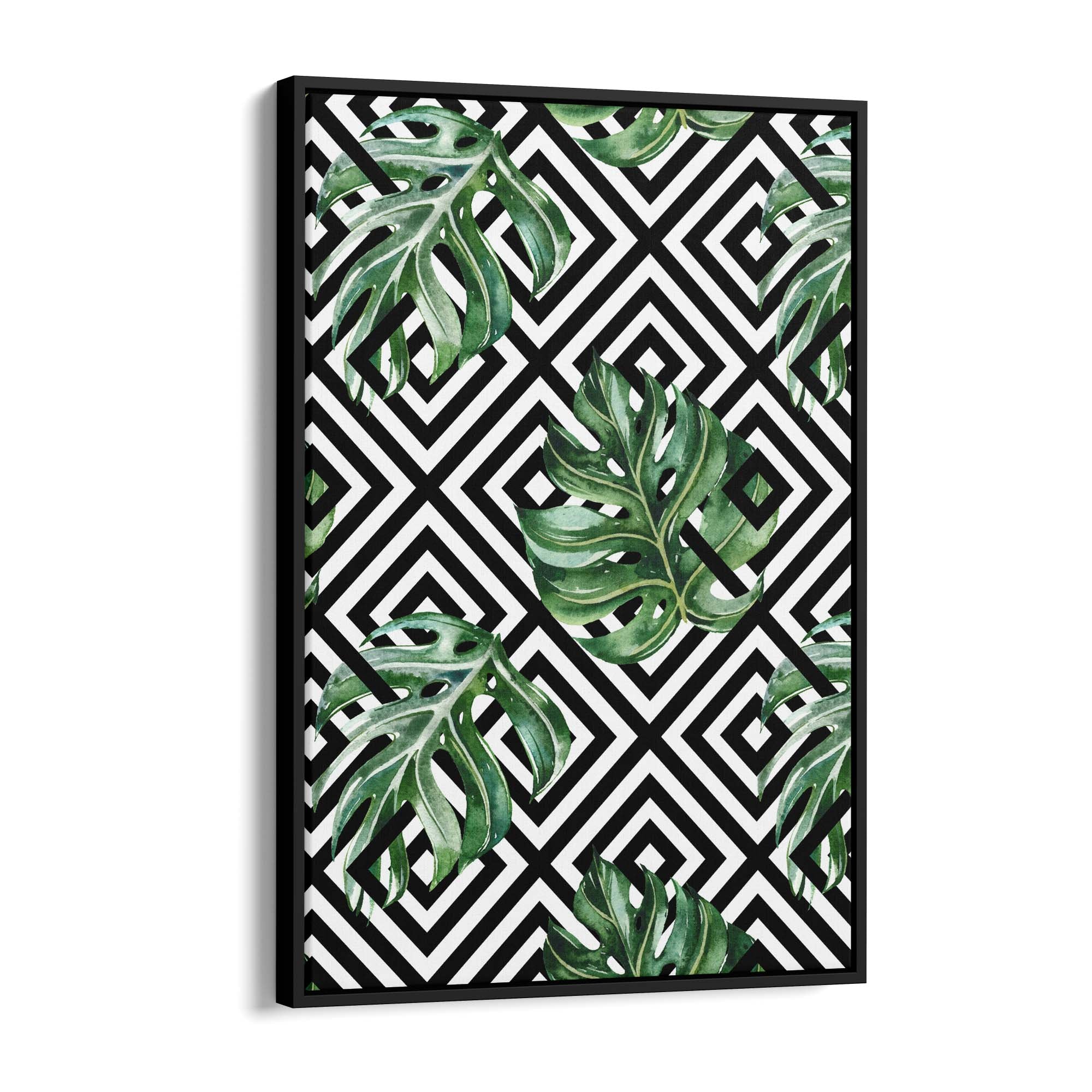 Green Leaves Geometric Nature Wall Art #4 - The Affordable Art Company