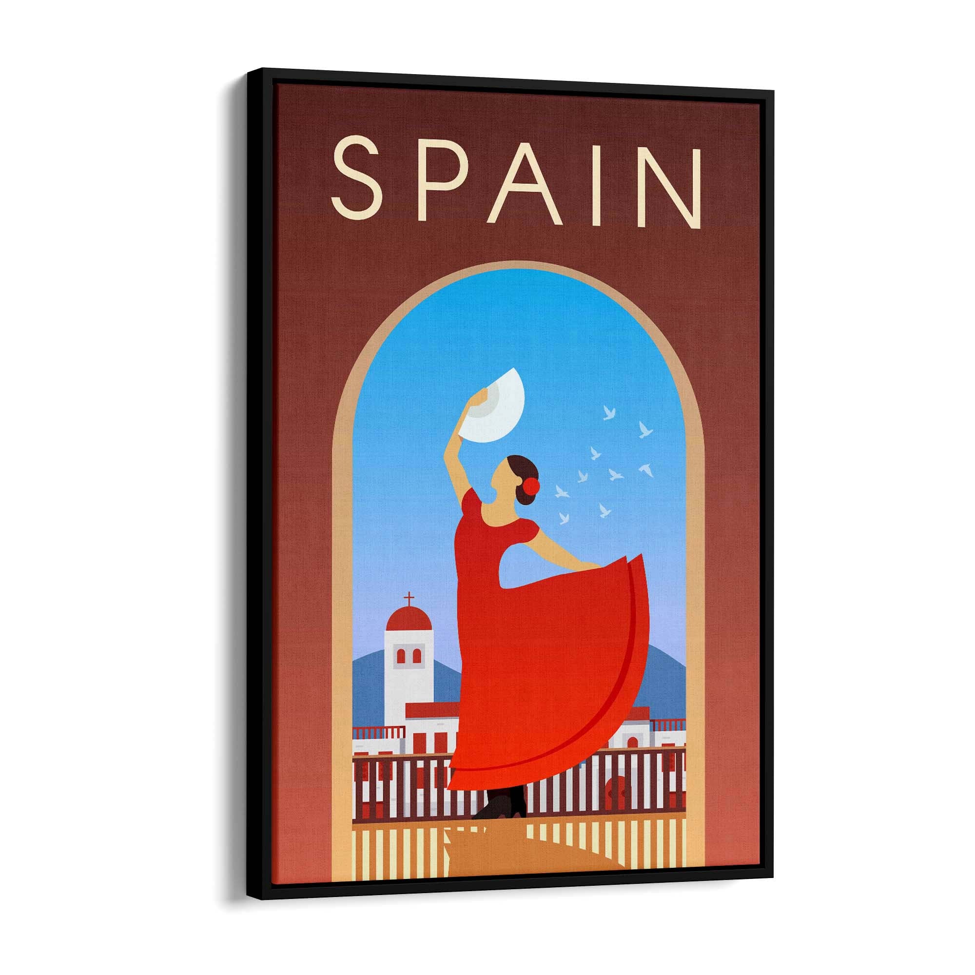 Retro Spain European Vintage Travel Wall Art - The Affordable Art Company