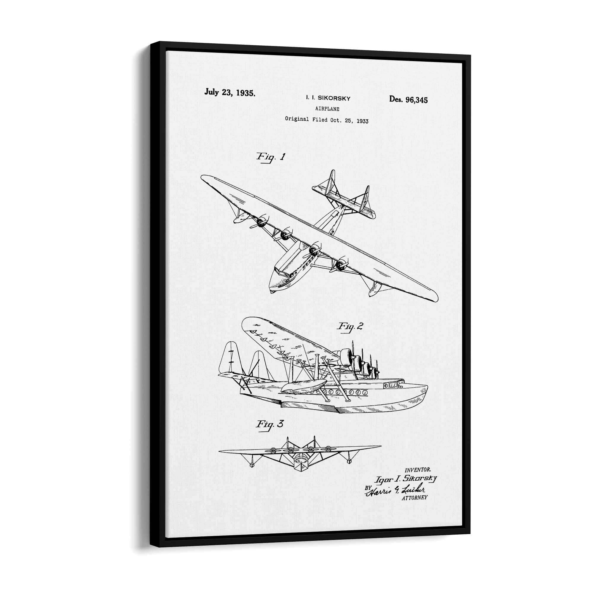 Airplane Patent Vintage Minimal Man Cave Wall Art #11 - The Affordable Art Company