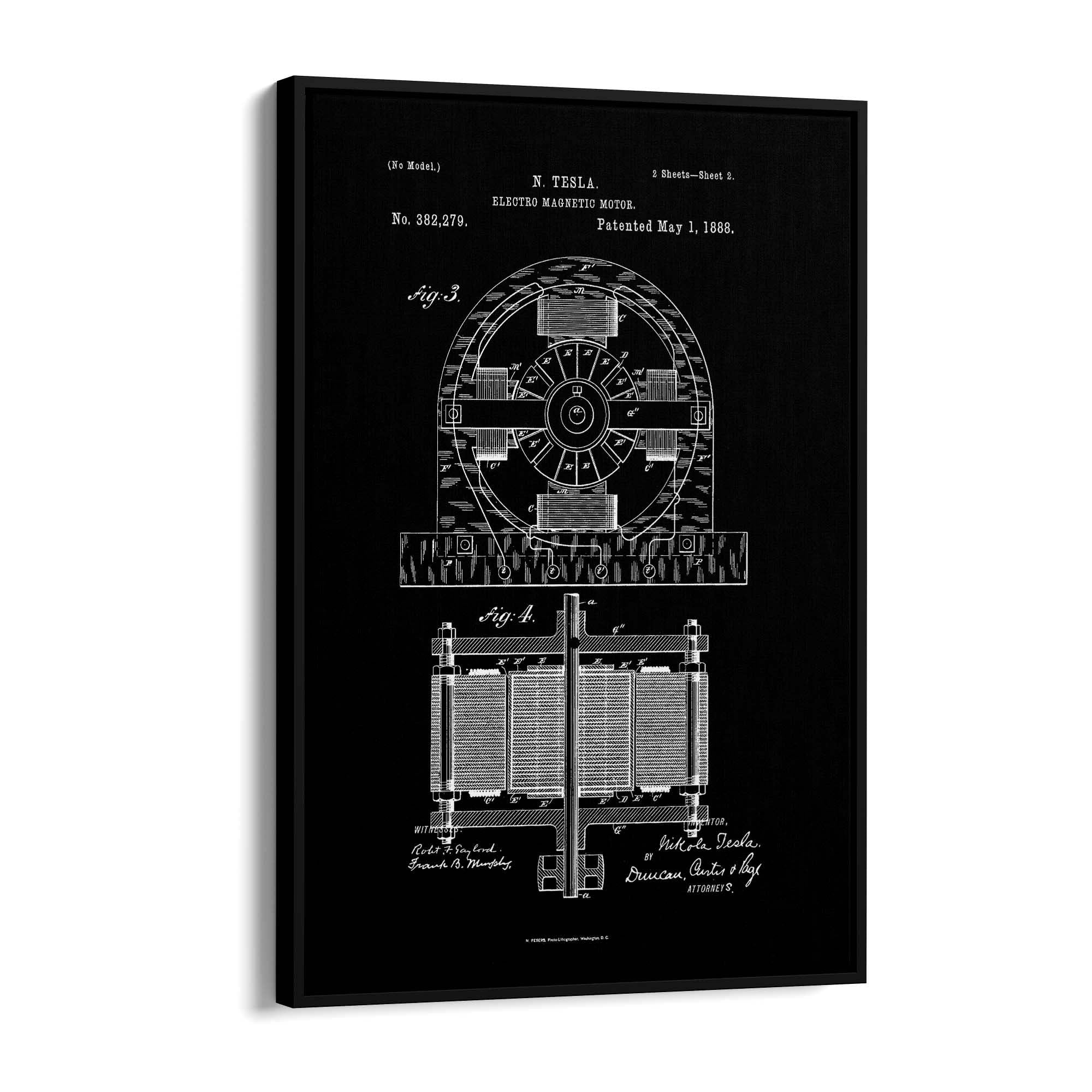 Vintage Electro Motor Patent Wall Art #1 - The Affordable Art Company