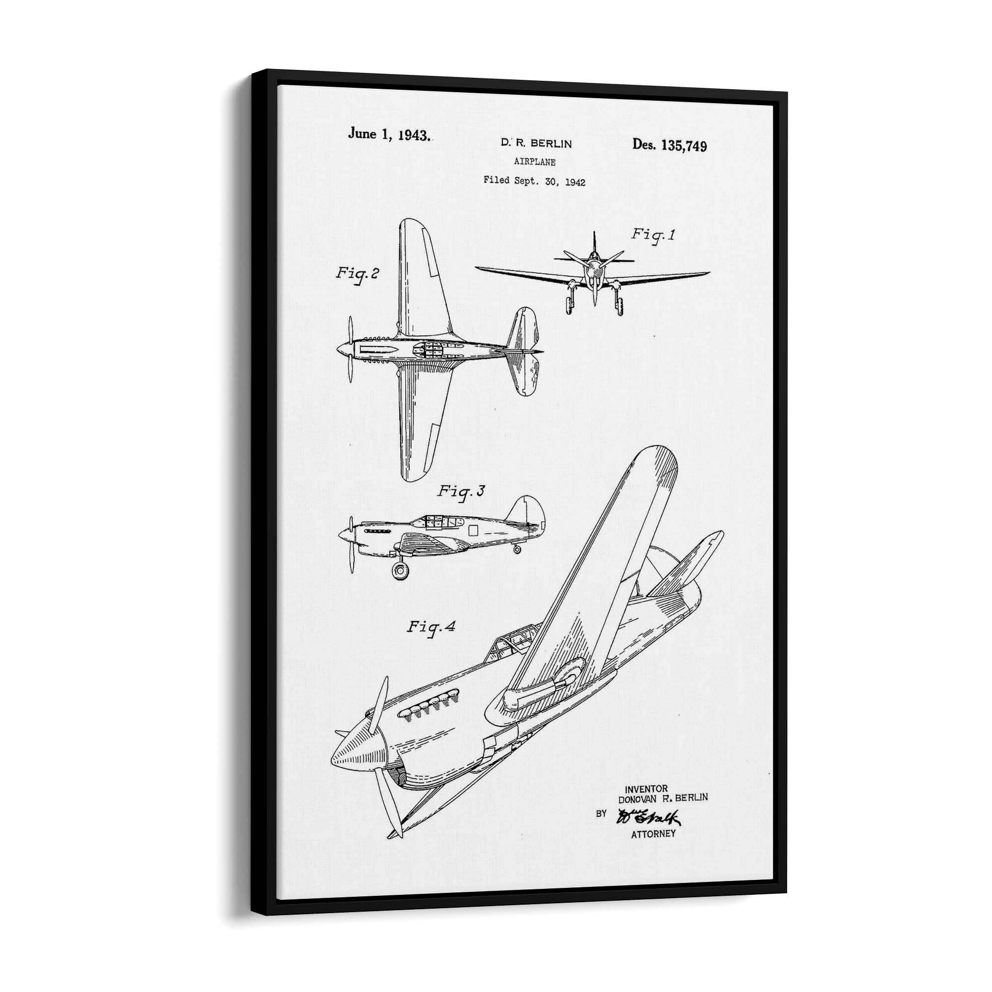 Airplane Patent Vintage Minimal Man Cave Wall Art #7 - The Affordable Art Company