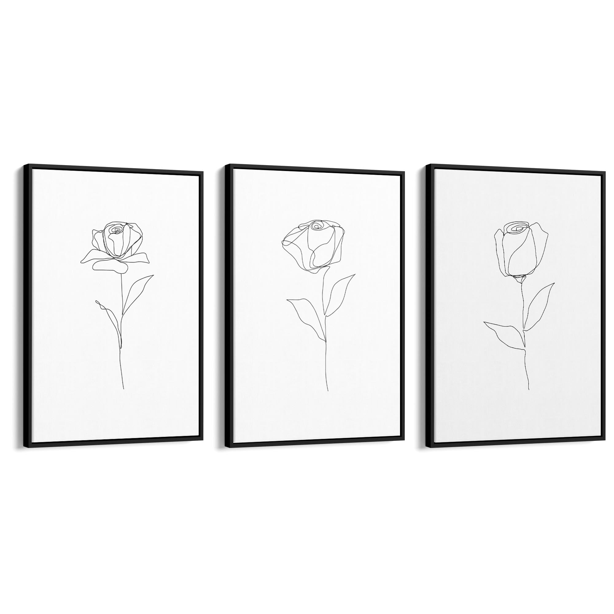 Set of Minimal Flower Line Drawings Wall Art #1 - The Affordable Art Company