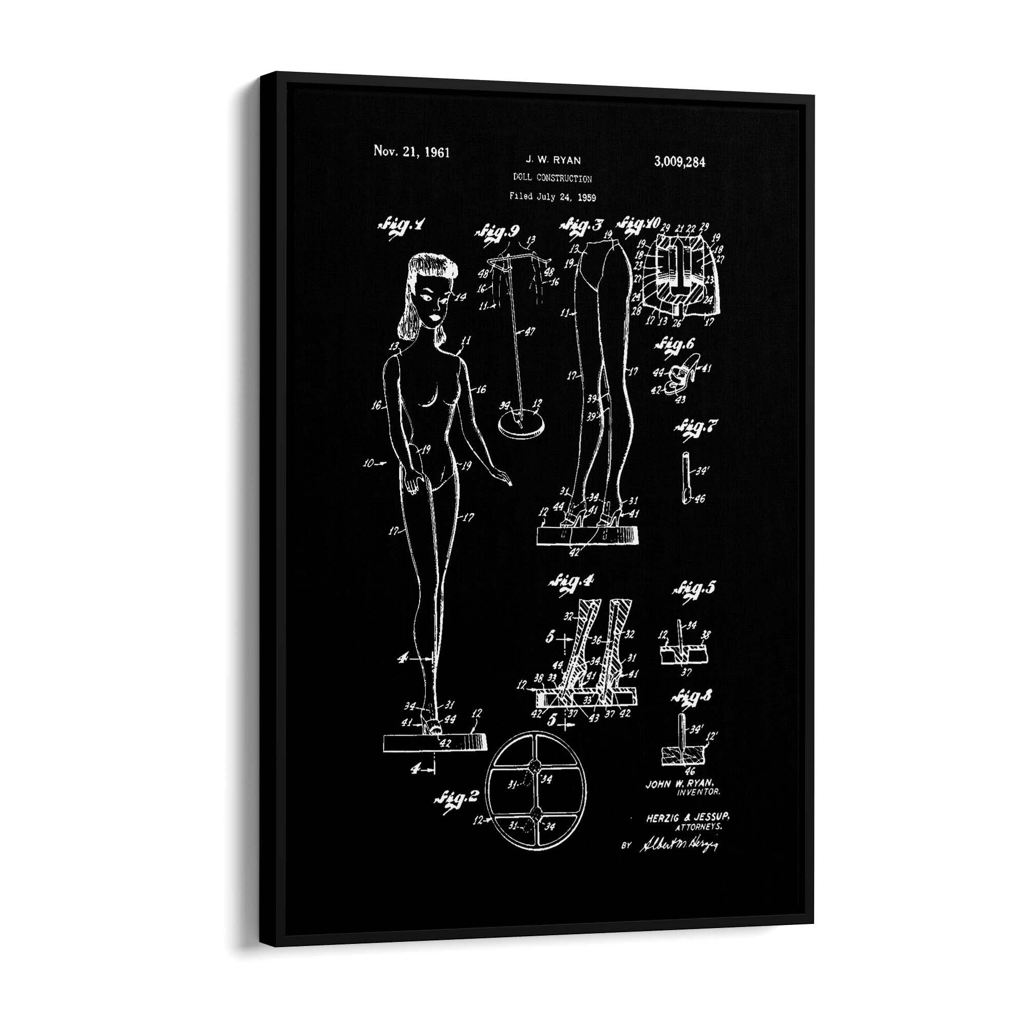 Vintage Barbie Doll Toy Patent Old Style Wall Art #1 - The Affordable Art Company