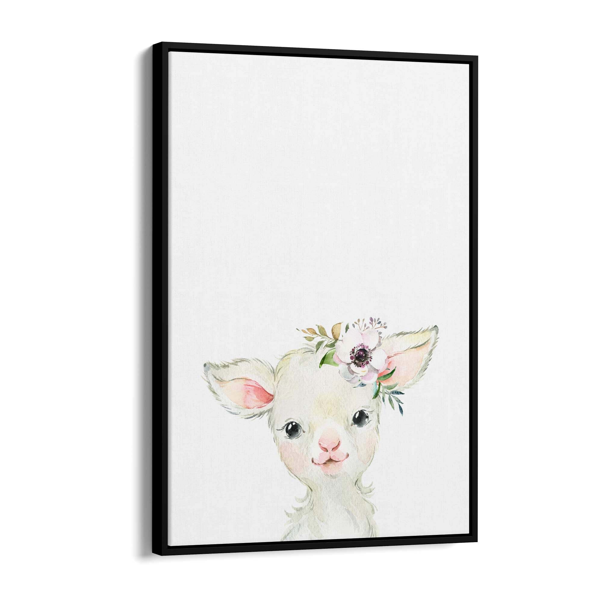 Cute Baby Lamb Nursery Animal Gift Wall Art - The Affordable Art Company