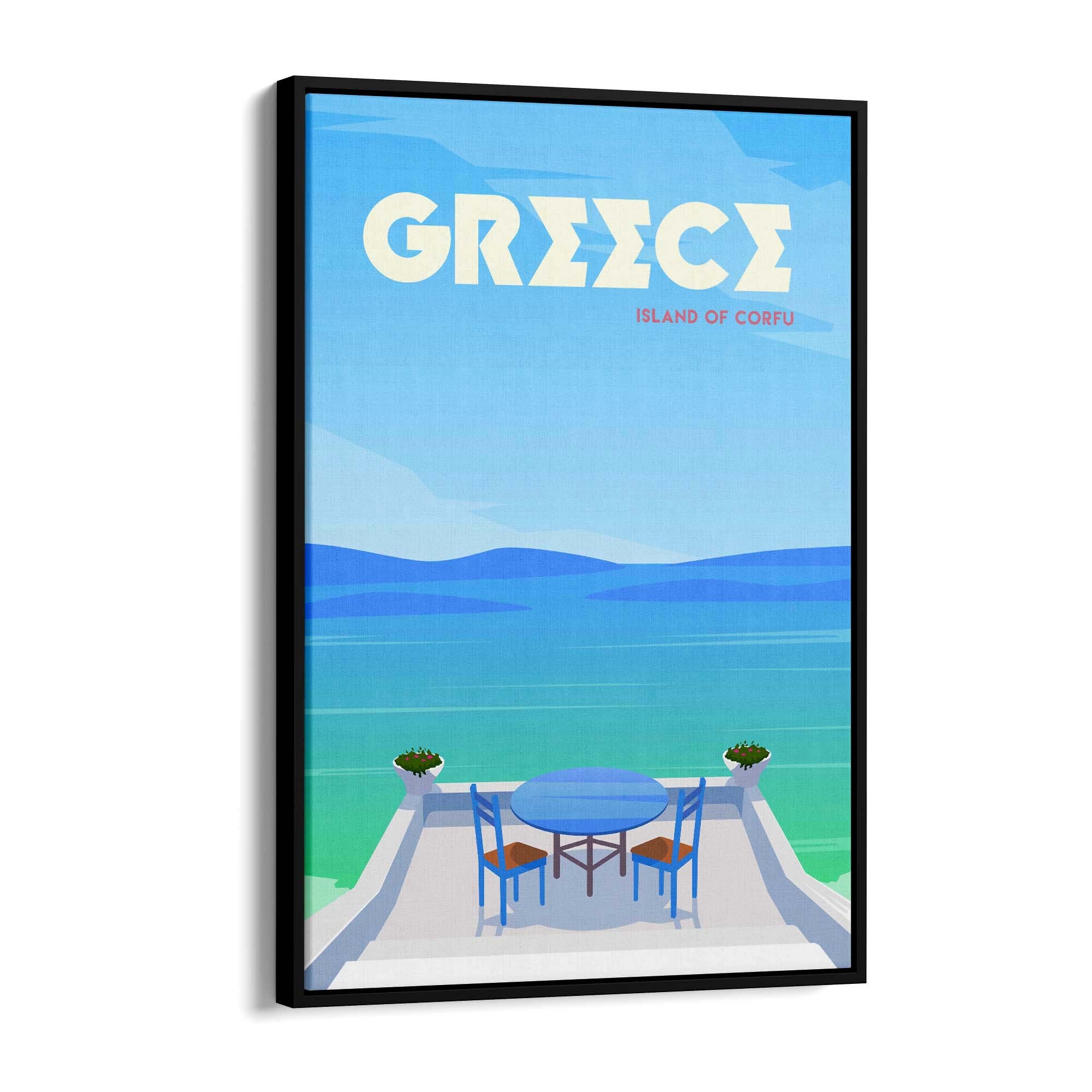 Retro Corfu Greece Travel Vintage Wall Art - The Affordable Art Company
