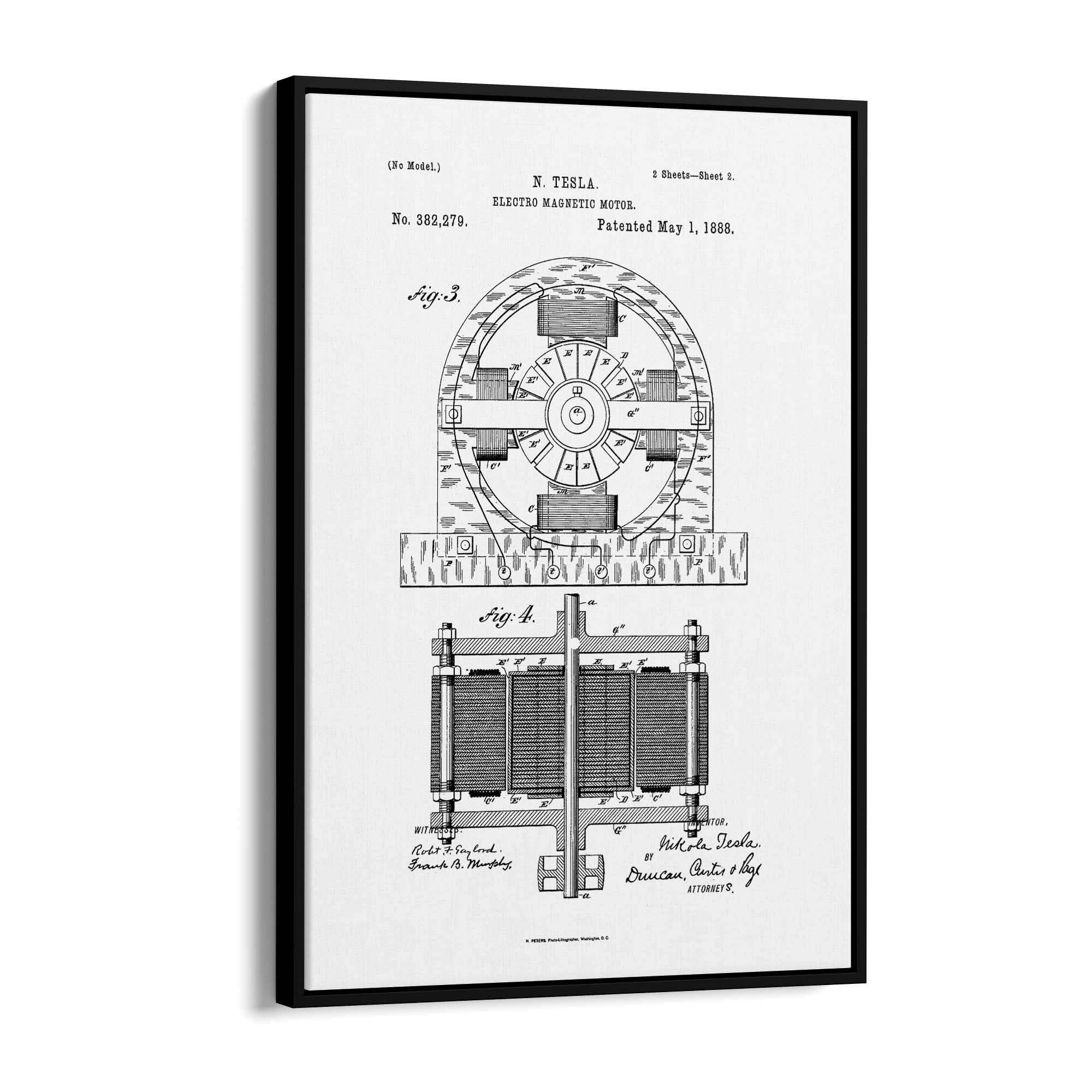 Vintage Electro Motor Patent Wall Art #2 - The Affordable Art Company