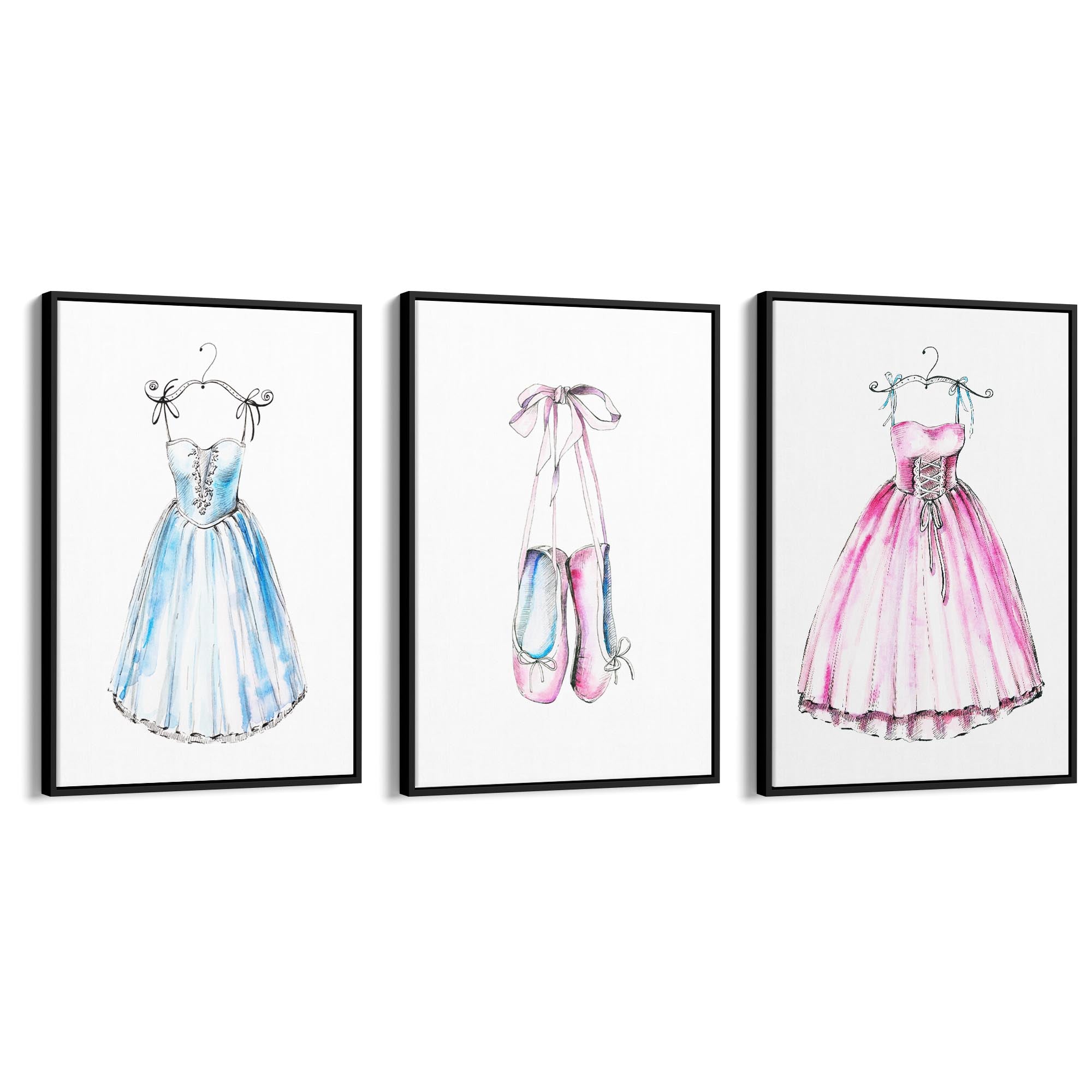Set of Cute Ballerina Girls Bedroom Ballet Wall Art - The Affordable Art Company