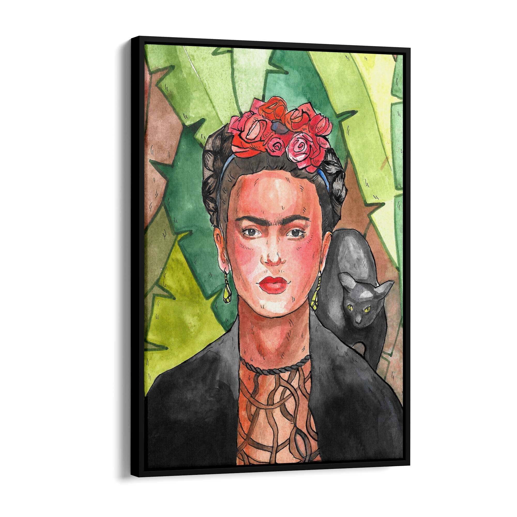 Frida Kahlo Jungle Cat Painting Fashion Wall Art - The Affordable Art Company