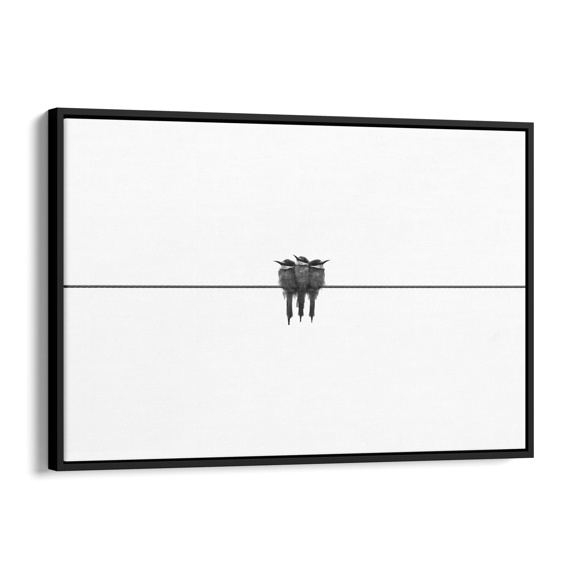 Abstract Bird on Wire Minimal Drawing Wall Art - The Affordable Art Company