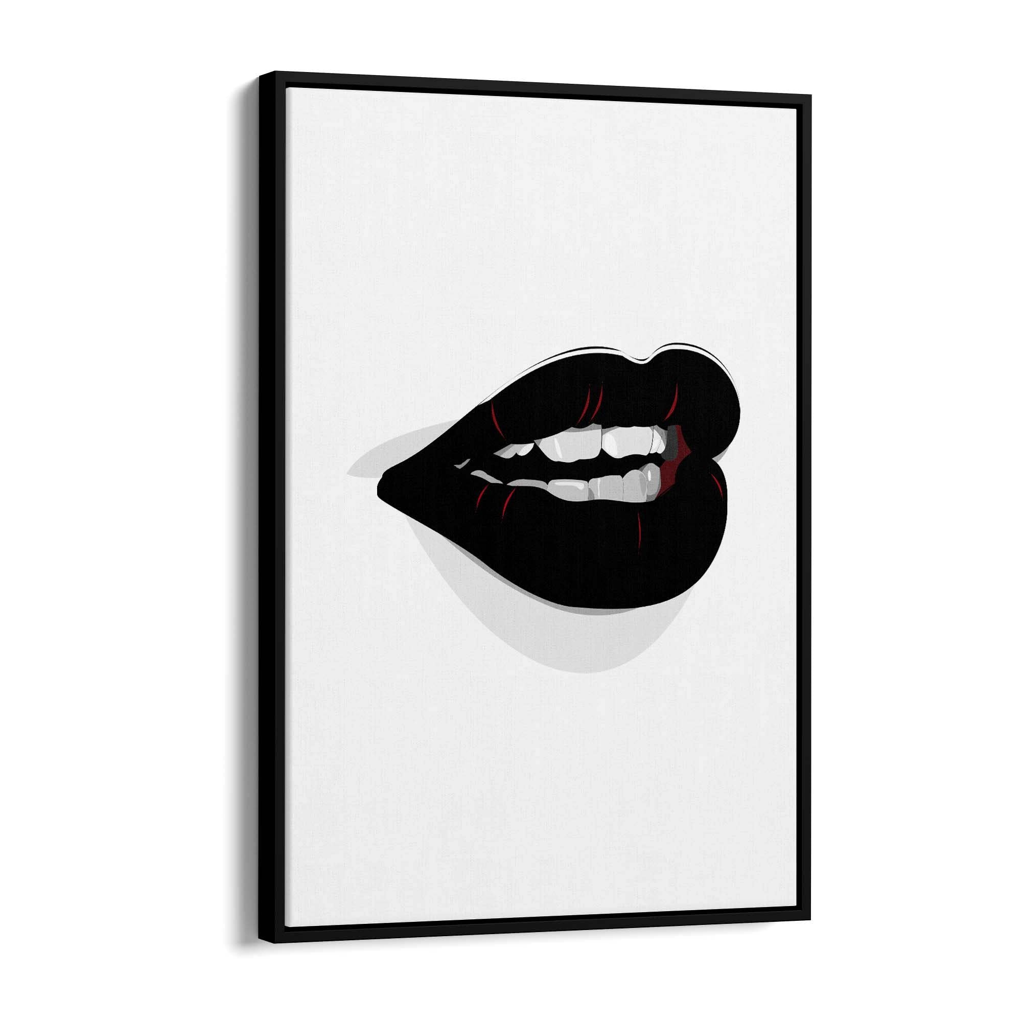 Black Lips Fashion Minimal Girls Bedroom Wall Art - The Affordable Art Company
