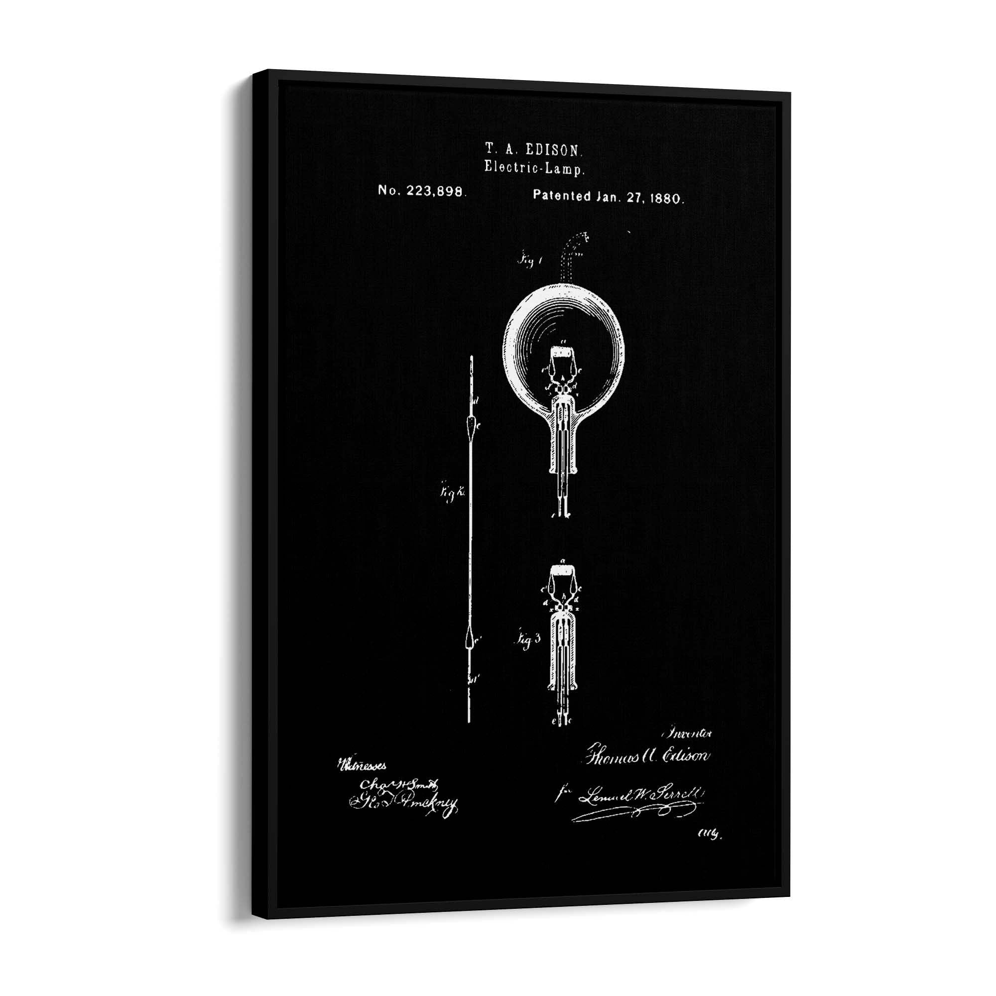 Vintage Edison Light Bulb Patent Wall Art #1 - The Affordable Art Company