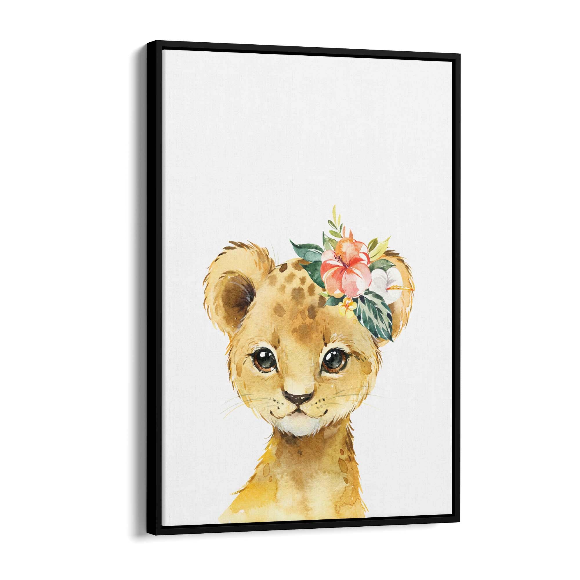 Cute Baby Lion Nursery Animal Gift Wall Art - The Affordable Art Company