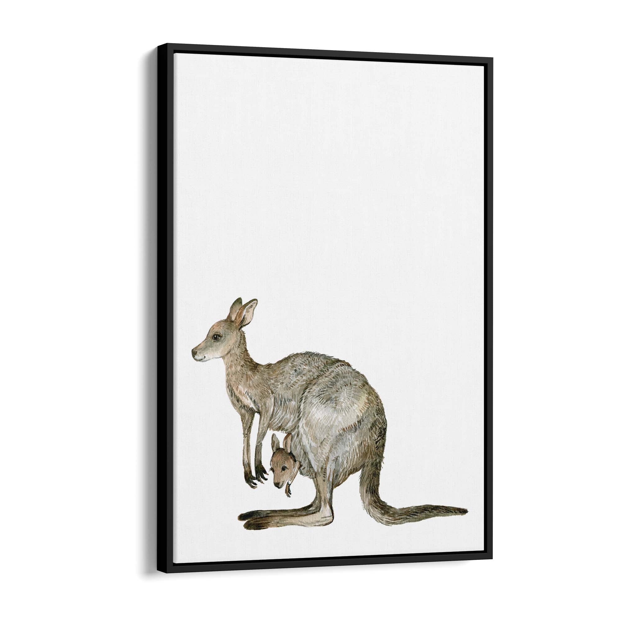 Australian Grey Kangaroo Painting Animal Nursery Art - The Affordable Art Company