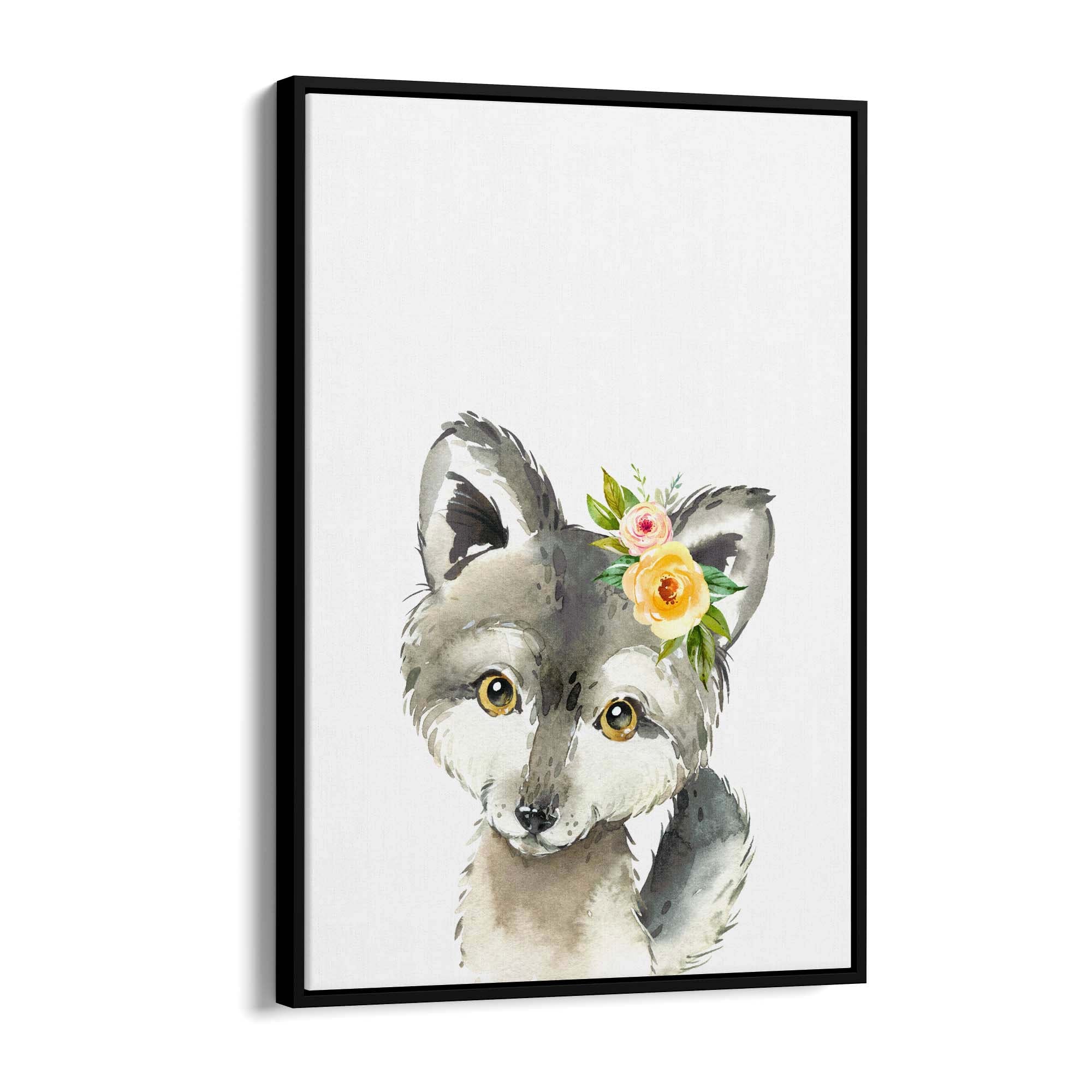Cute Baby Wolf Nursery Animal Gift Wall Art - The Affordable Art Company