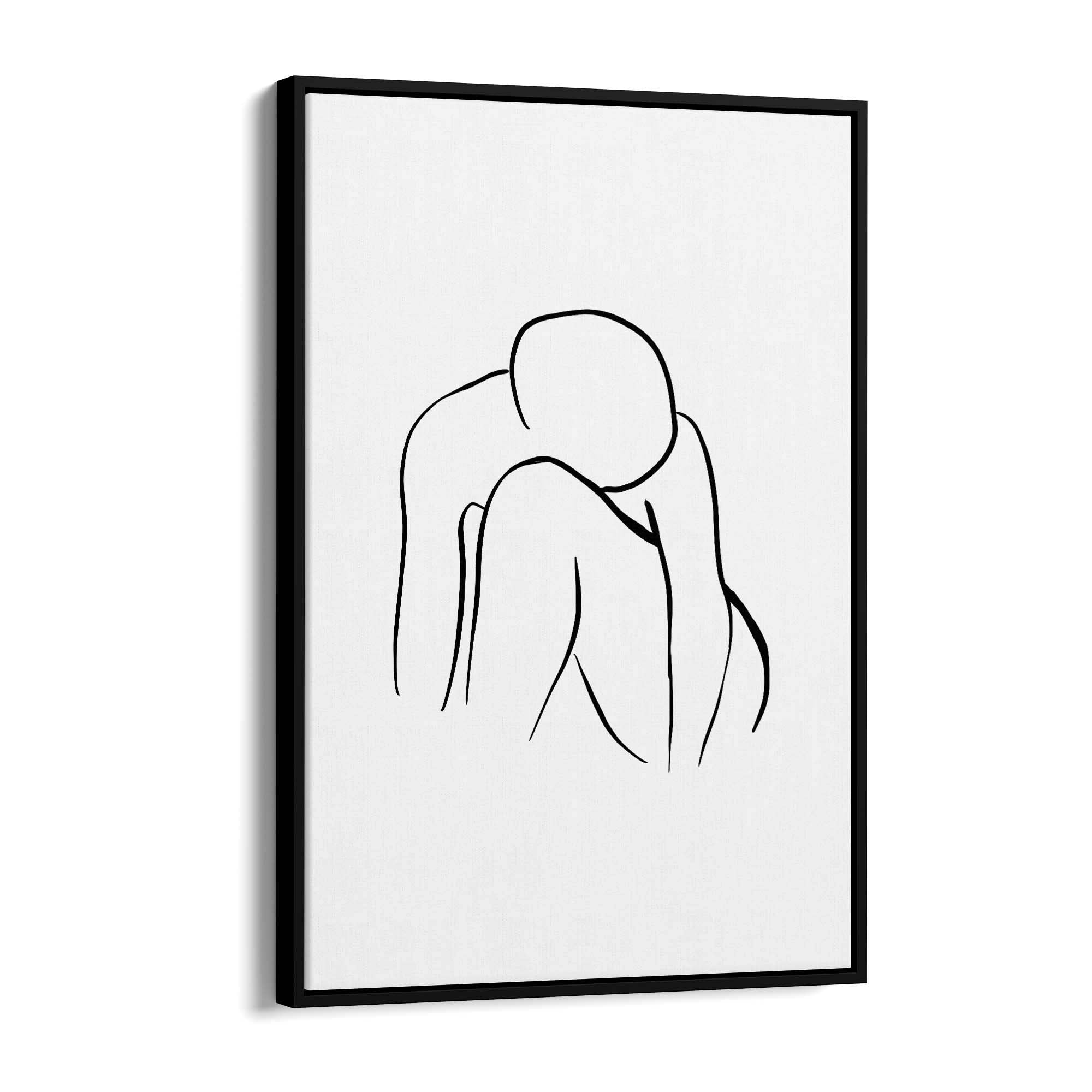 Resting Female Nude Line Drawing Wall Art - The Affordable Art Company