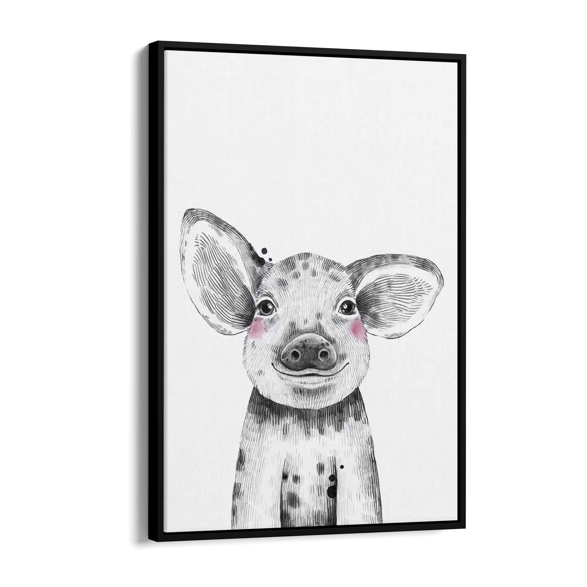 Cute Blushing Baby Pig Piglet Nursery Animal Art - The Affordable Art Company