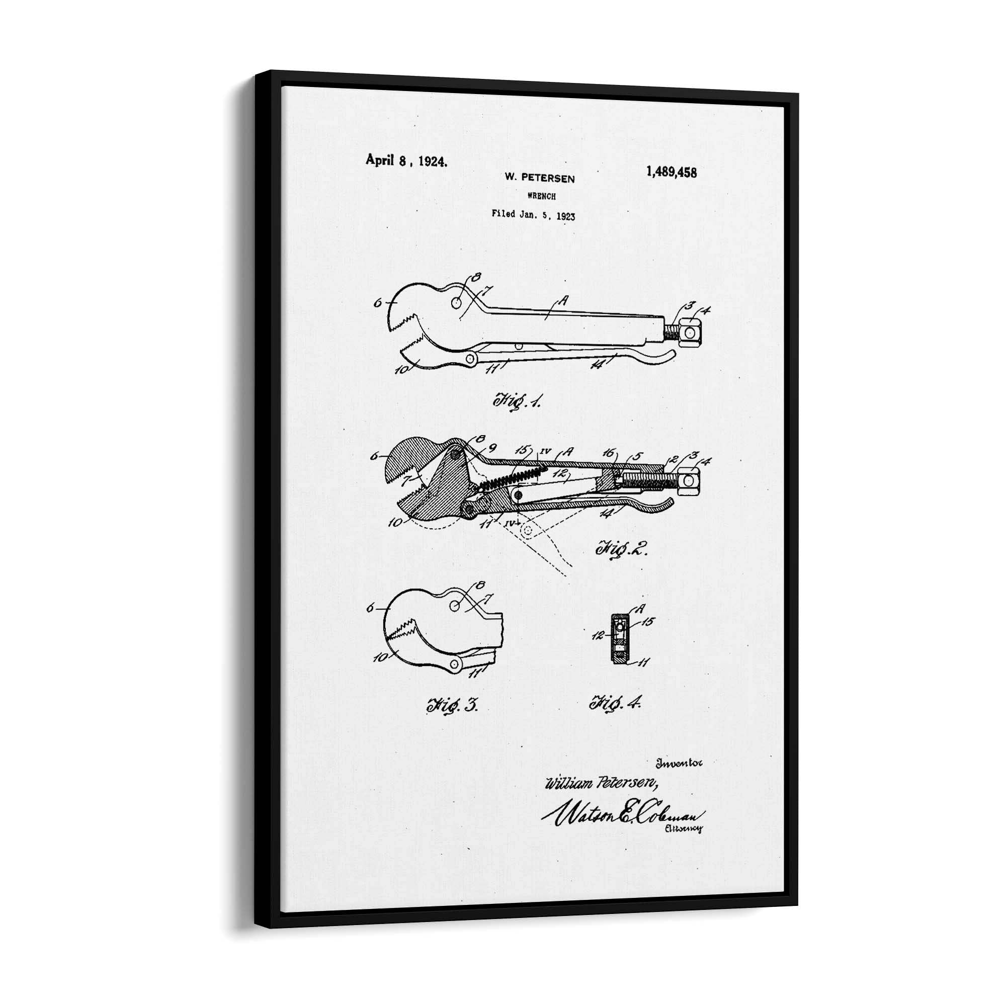Vintage Wrench Tool Patent Wall Art #2 - The Affordable Art Company