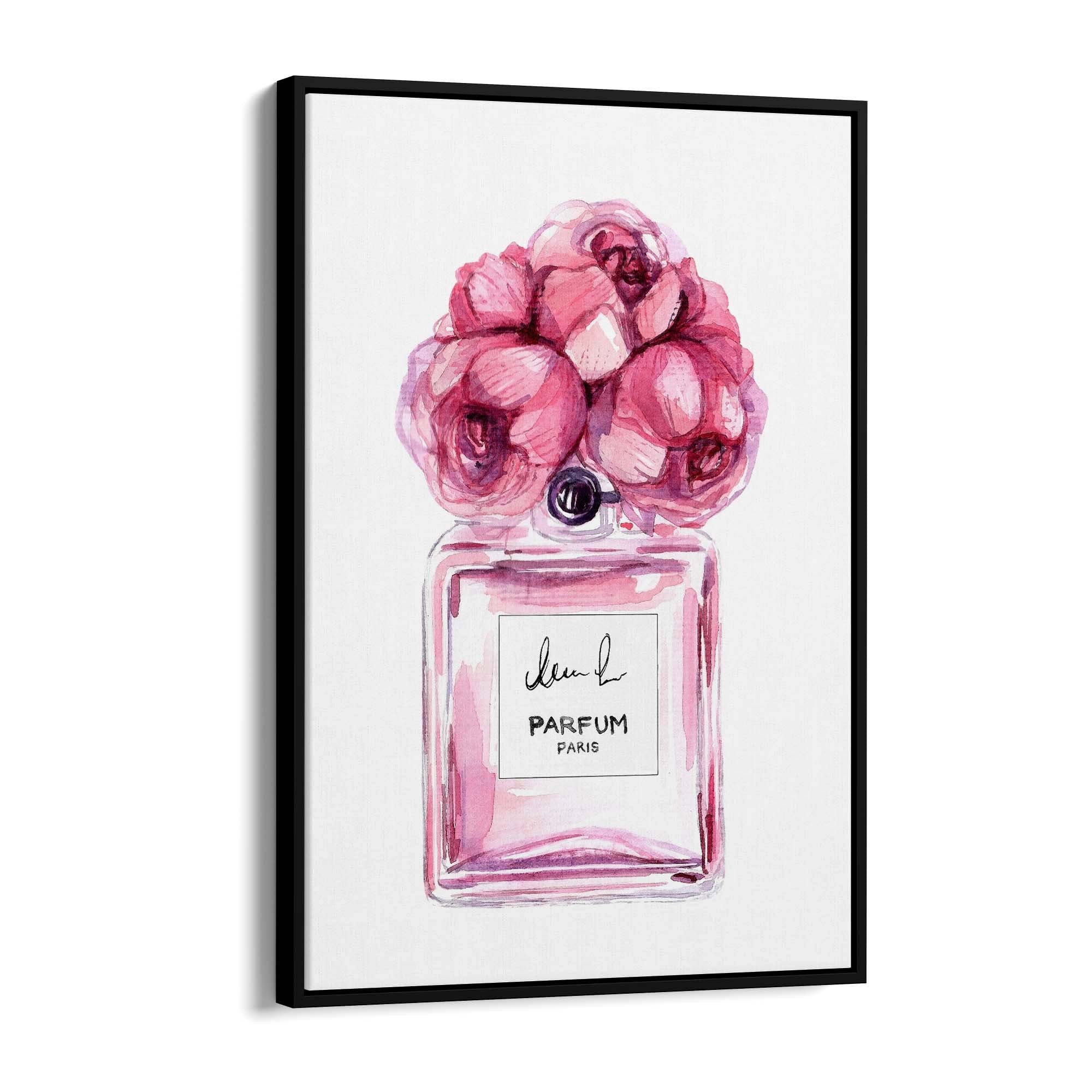 Pink Floral Perfume Bottle Fashion Flowers Wall Art #7 - The Affordable Art Company