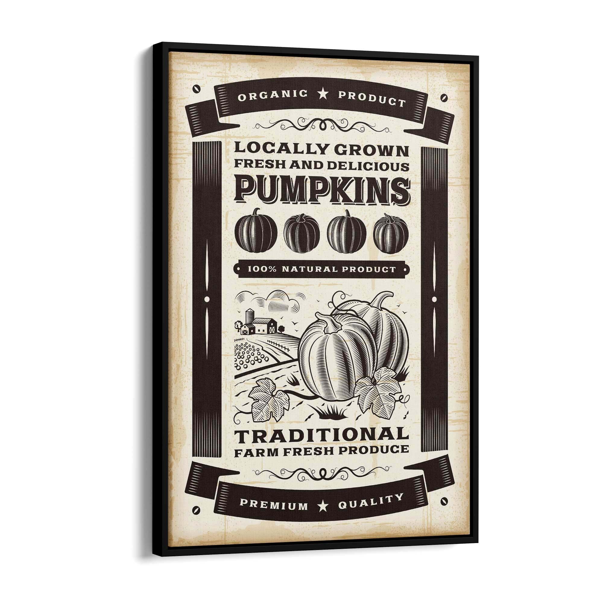 Vintage Pumpkin Farmhouse Cafe Kitchen Wall Art - The Affordable Art Company