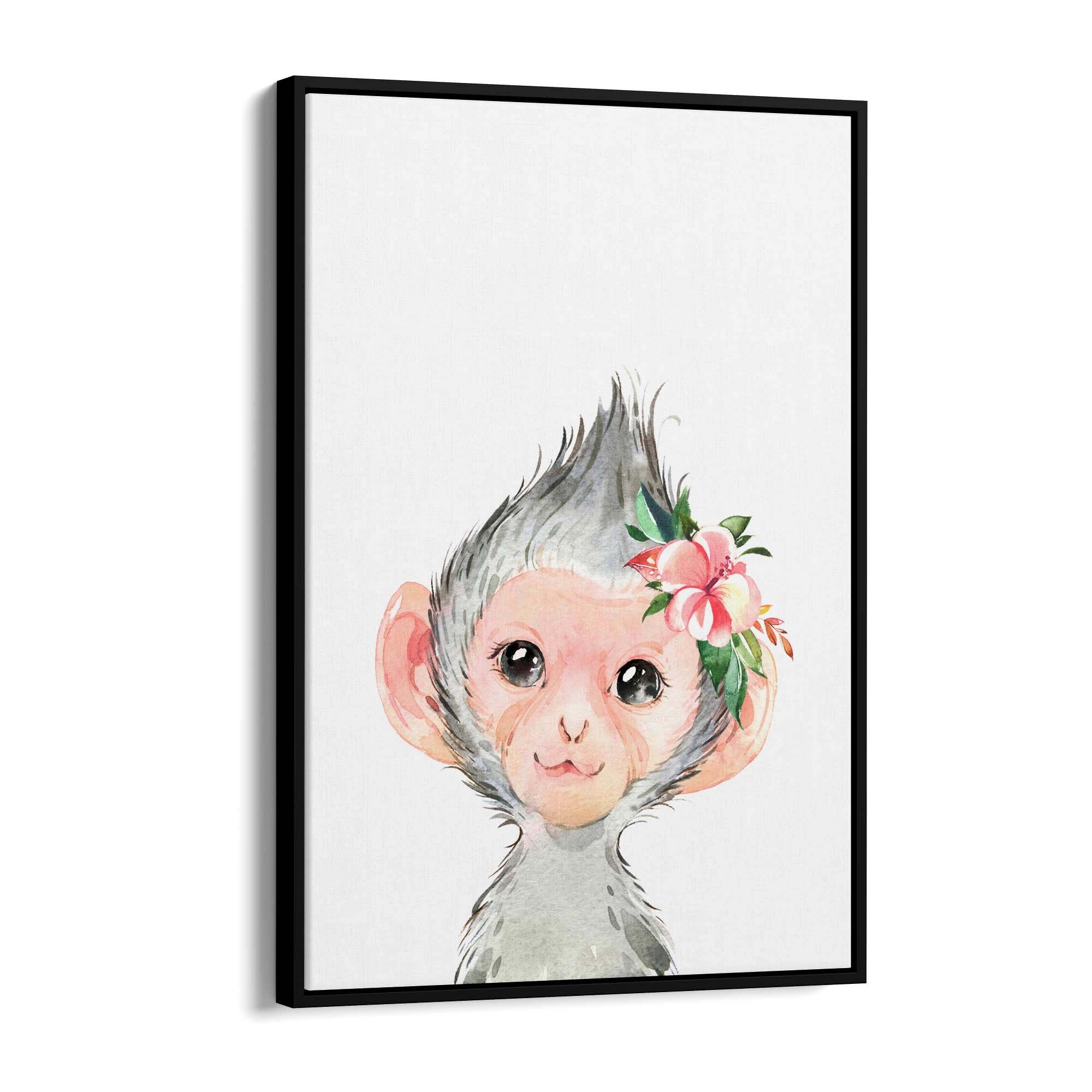 Cute Baby Monkey Nursery Animal Gift Wall Art - The Affordable Art Company