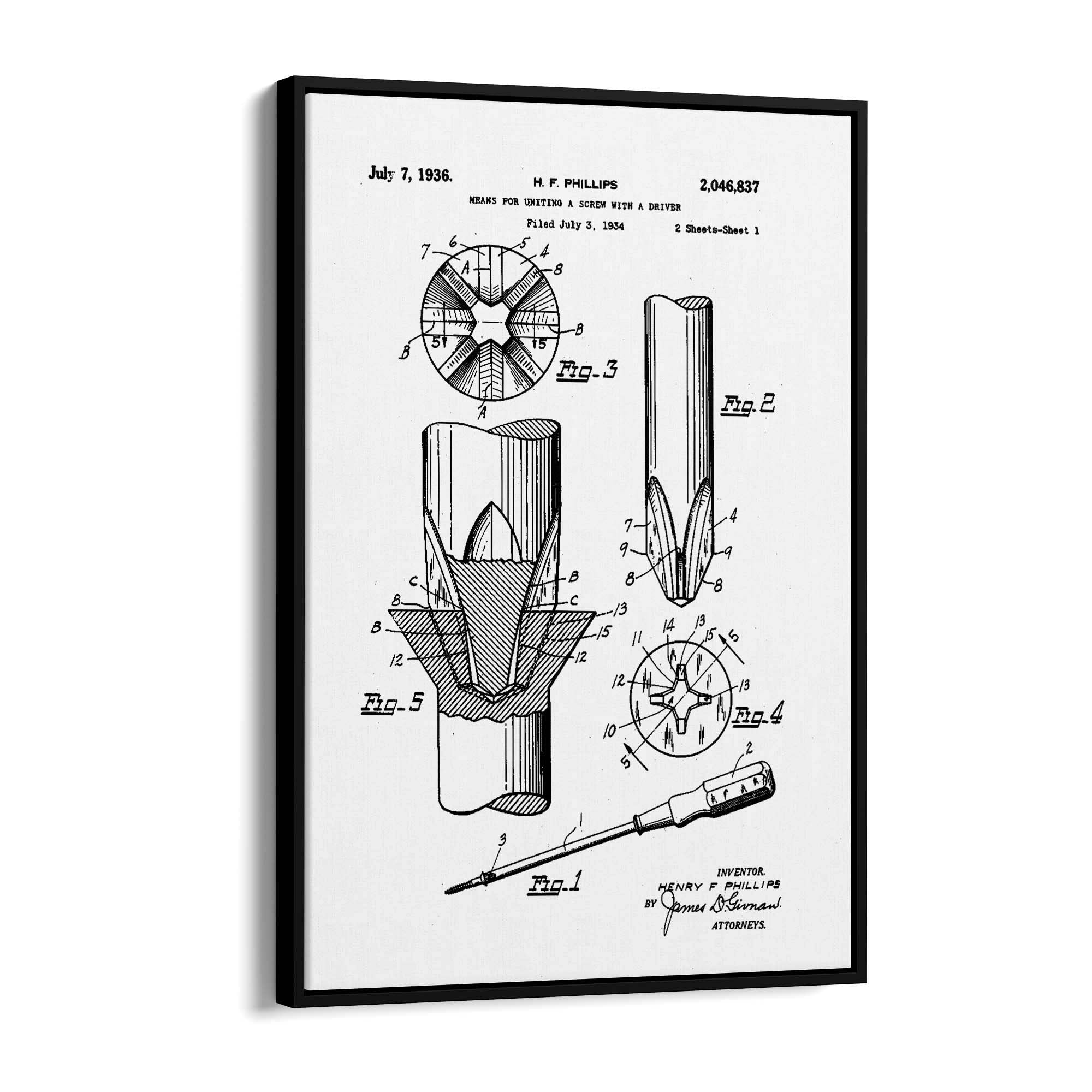 Vintage Phillips Screwdriver Patent Garage Wall Art #2 - The Affordable Art Company