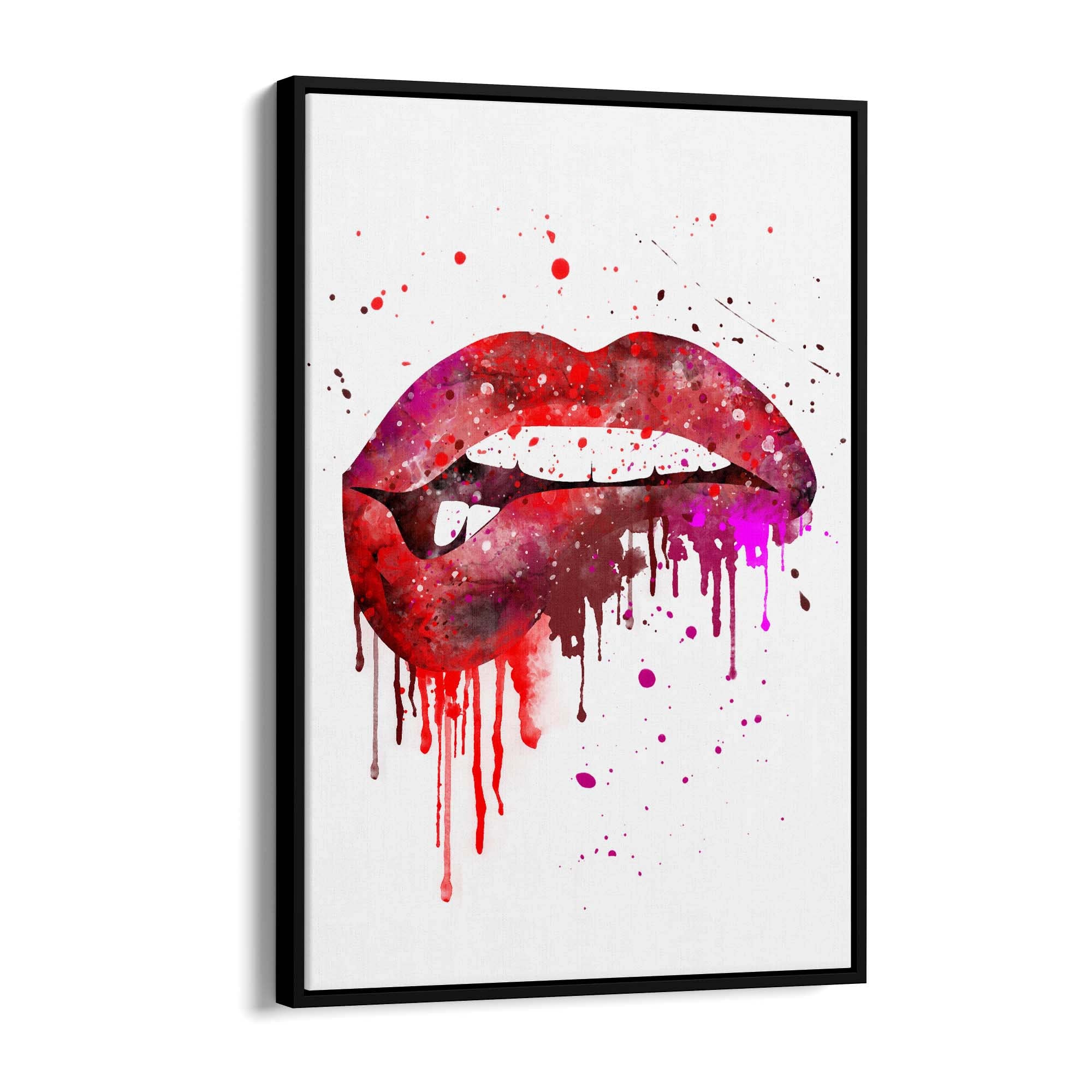 Melting Red Lips Fashion Bedroom Makeup Wall Art - The Affordable Art Company