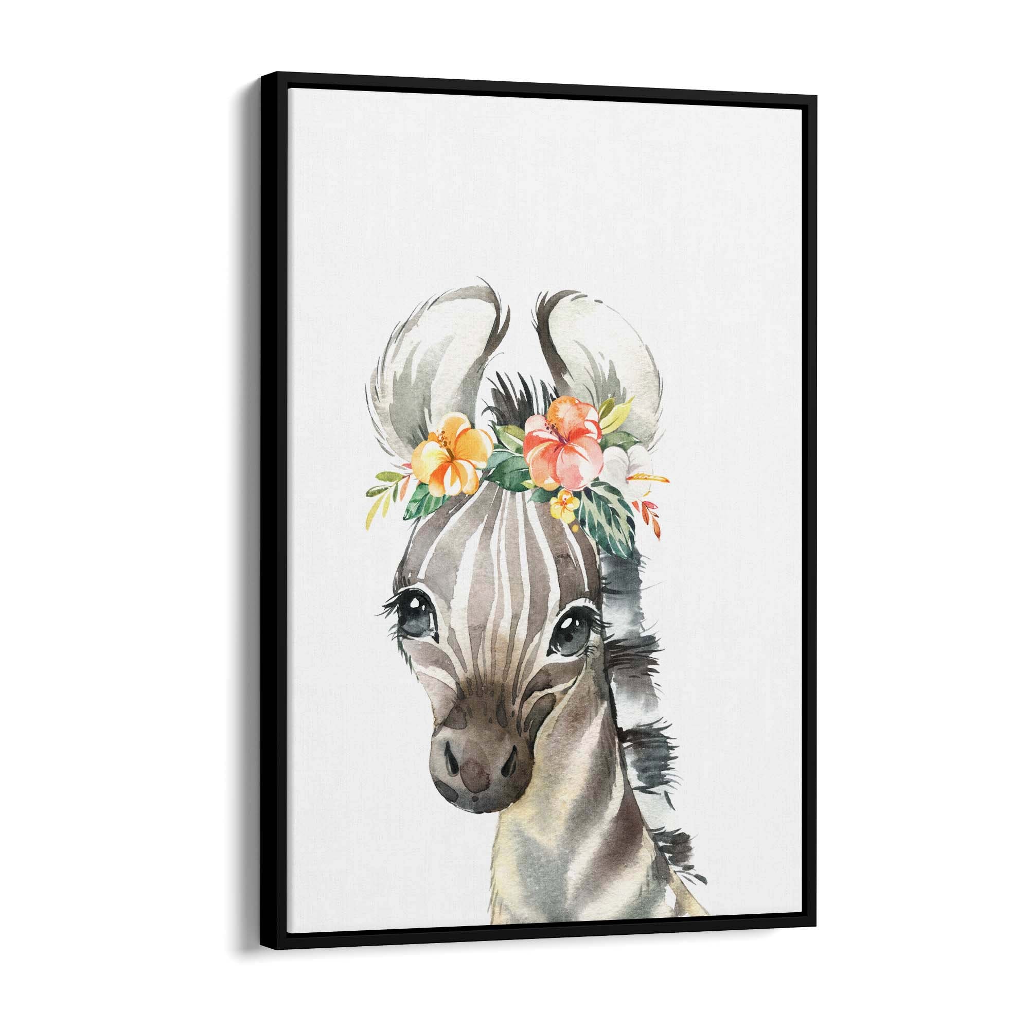 Cute Baby Zebra Nursery Animal Gift Wall Art - The Affordable Art Company