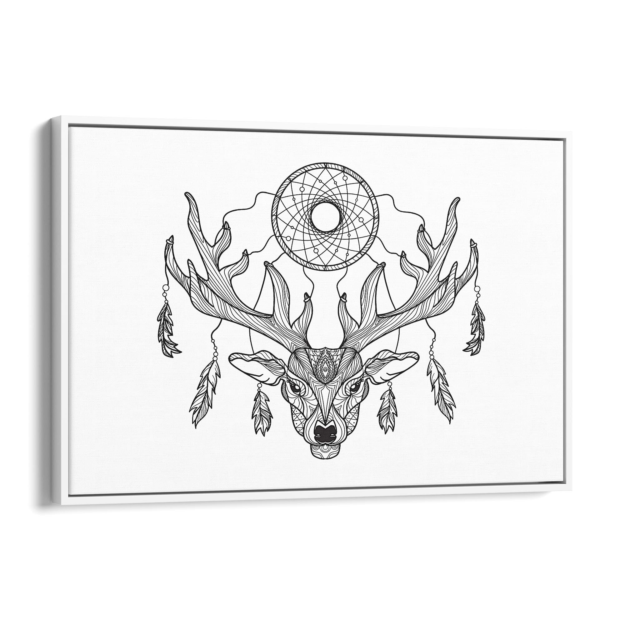 Dream Catcher Deer Drawing Bedroom Wall Art - The Affordable Art Company