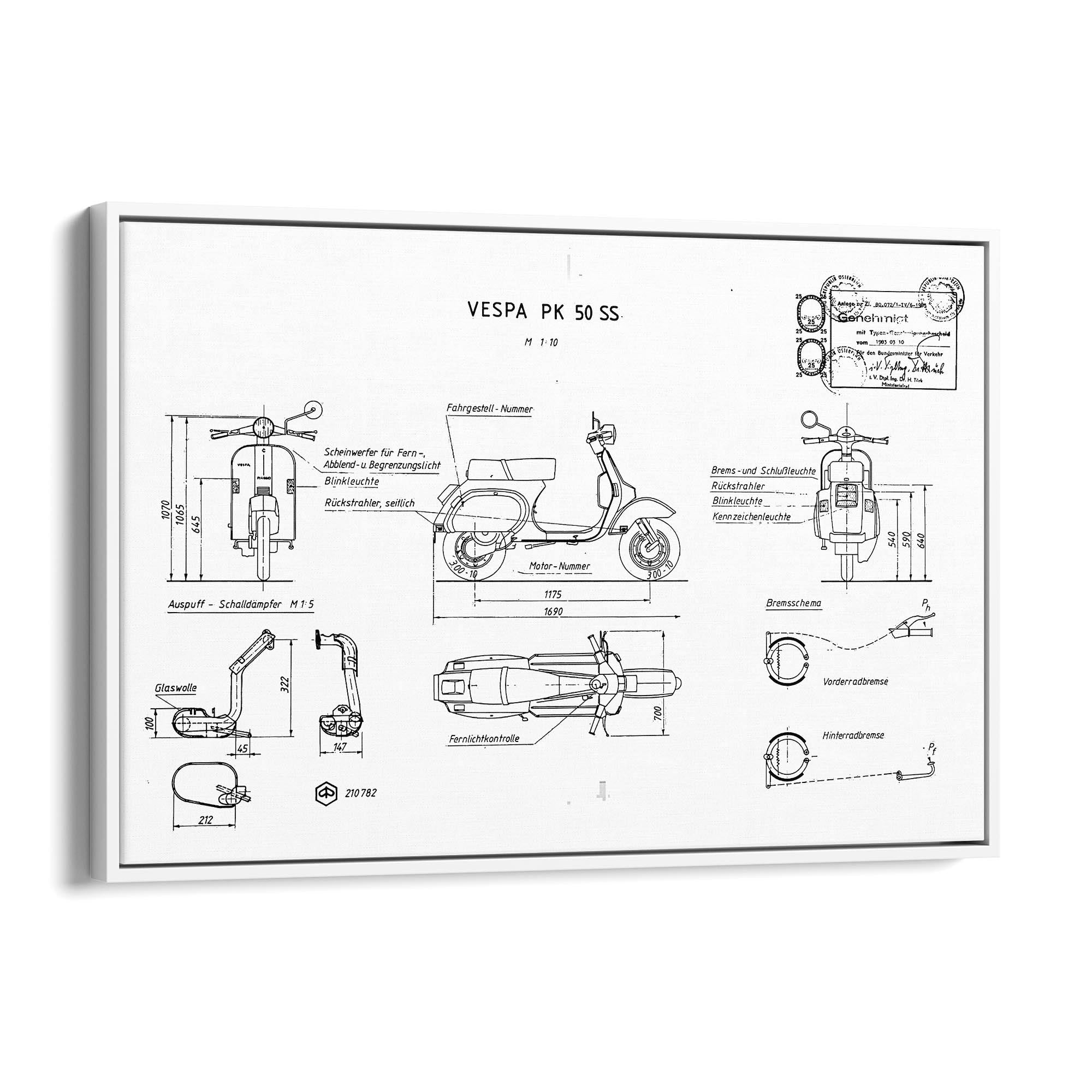 Vintage Vespa Patent White Patent Wall Art #2 - The Affordable Art Company