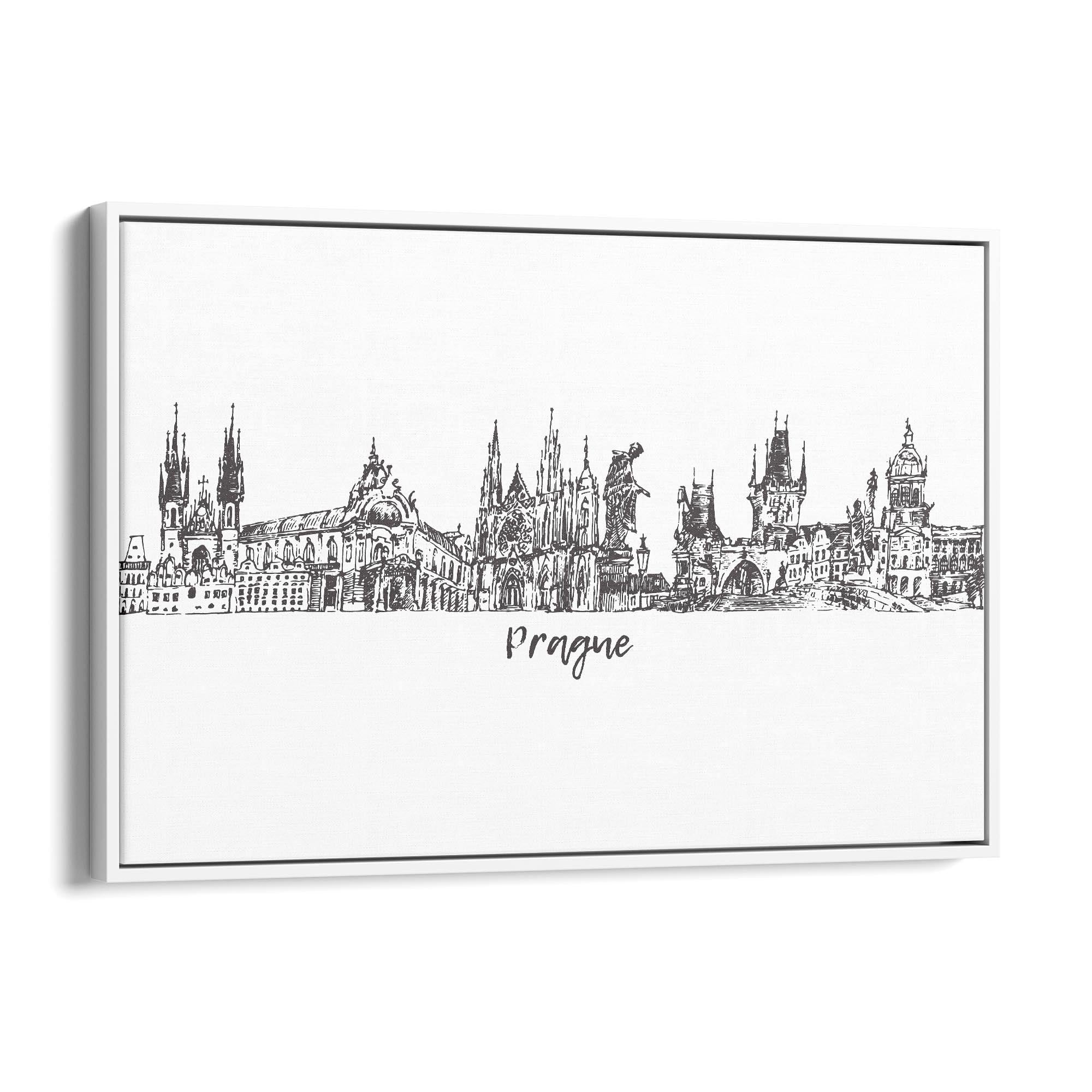 Prague Czech Cityscape Minimal Painting Wall Art #3 - The Affordable Art Company