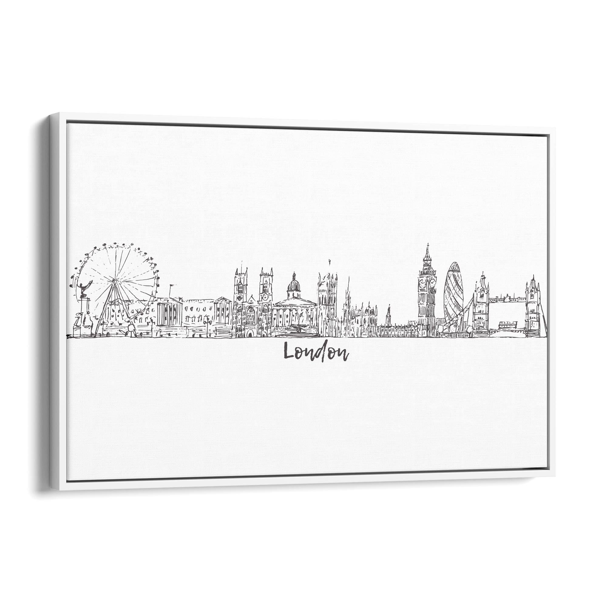 London Drawing Cityscape Travel Minimal Wall Art - The Affordable Art Company