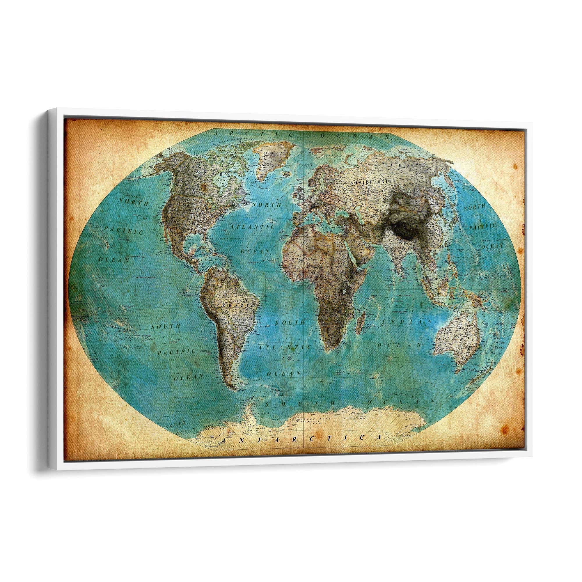 Vintage World Map Old Wall Art #5 - The Affordable Art Company
