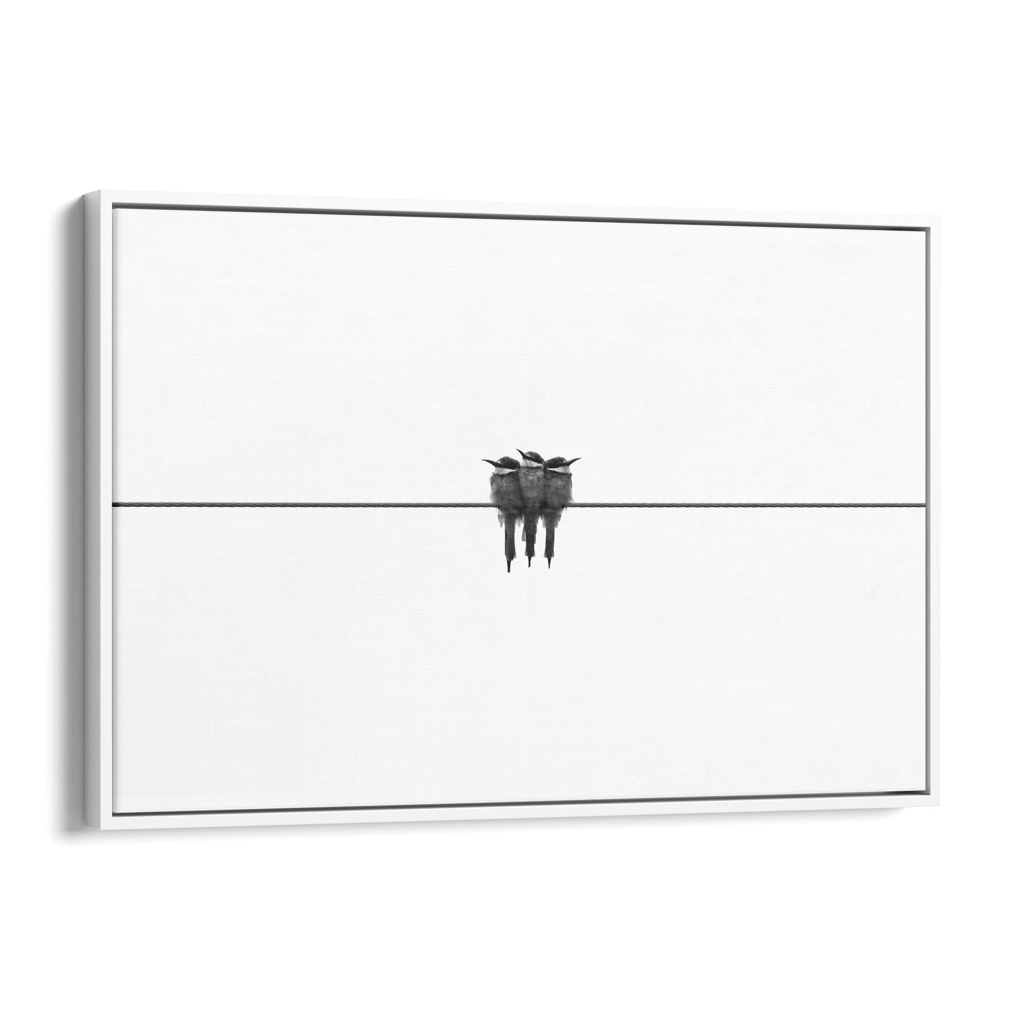 Abstract Bird on Wire Minimal Drawing Wall Art - The Affordable Art Company