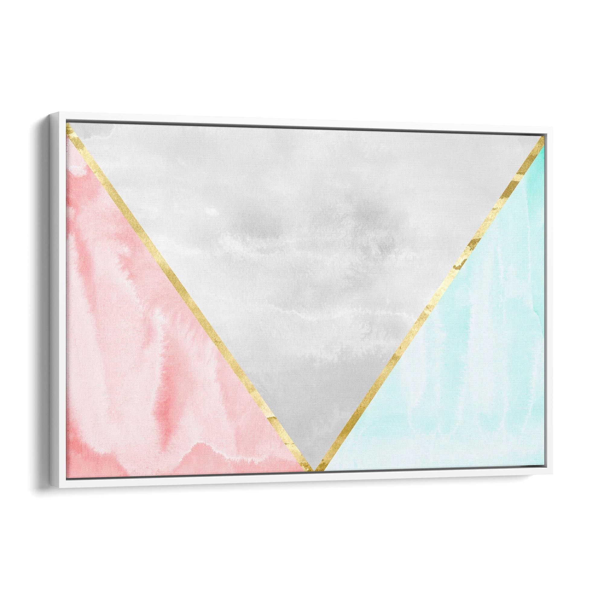 Abstract Pink and Blue Geometric Minimal Wall Art - The Affordable Art Company